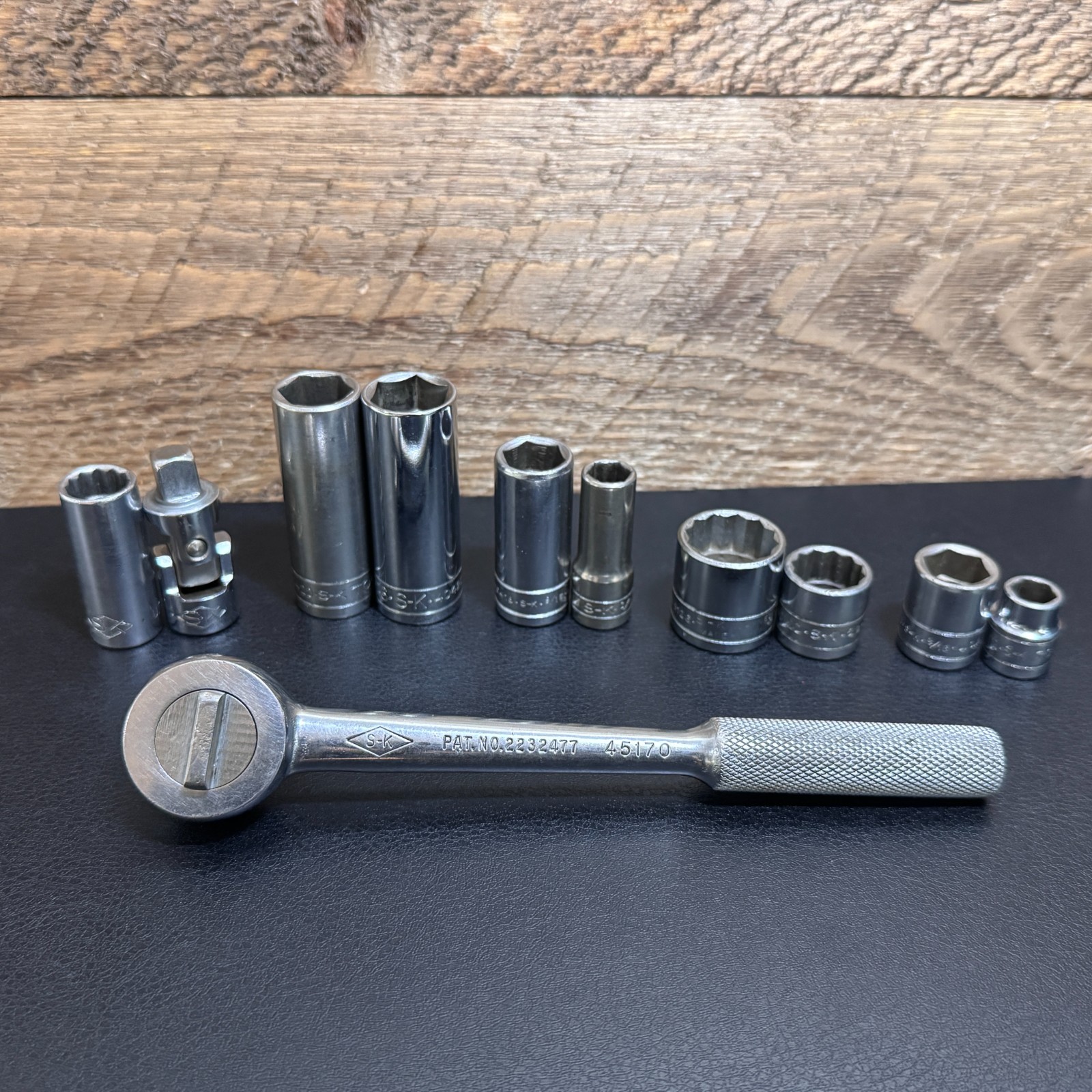 S-K Tools 3/8 Drive SAE Socket Lot 12PT 6PT Deep, STD, Universal & Ratchet 45170