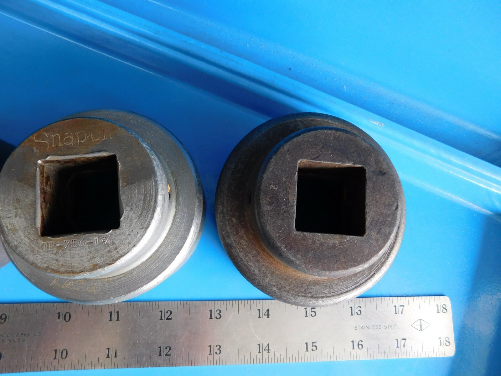 USED, SNAP ON » DOUBLE SQUARE SHORT SOCKETS» 8 PT. LOT OF 6, 3/4 & I INCH DRIVE