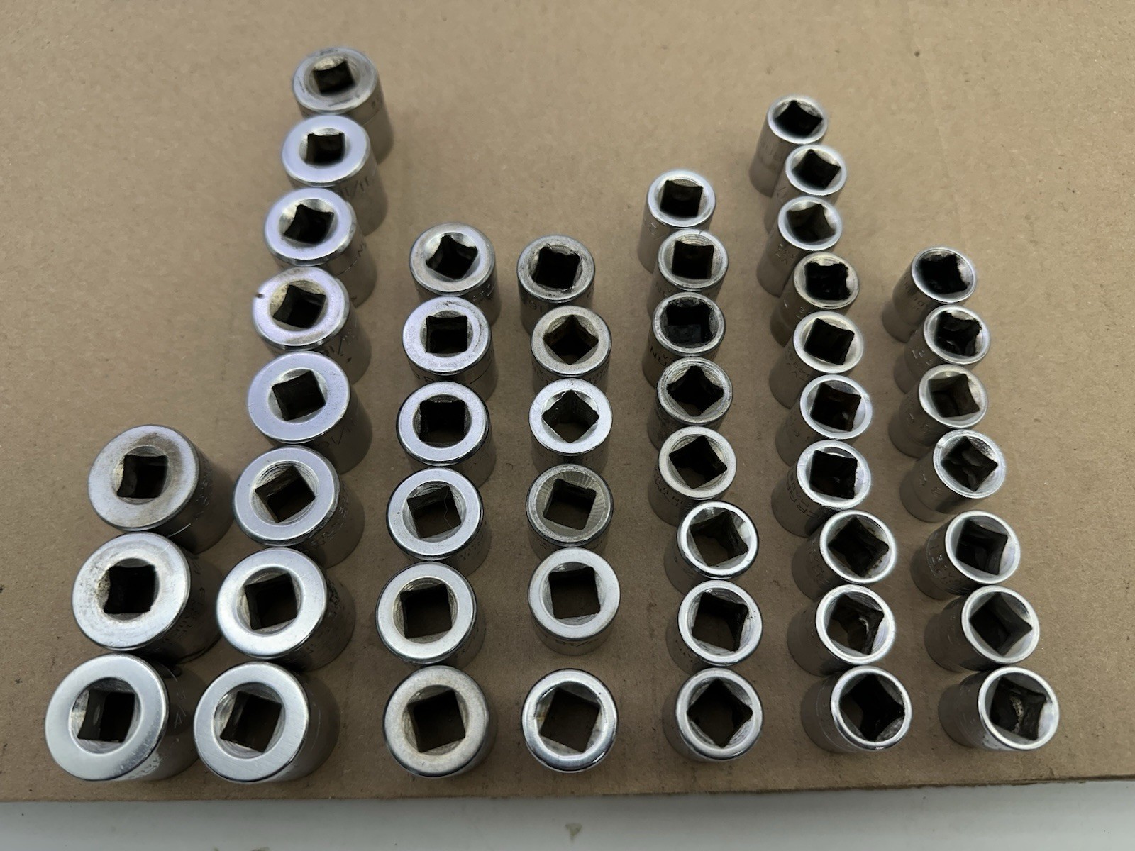 Vintage Craftman VV 49pc Set SAE 3/8″ Dr 12/6 Pt Socket Lot – 3/8-3/4” Vtg USA