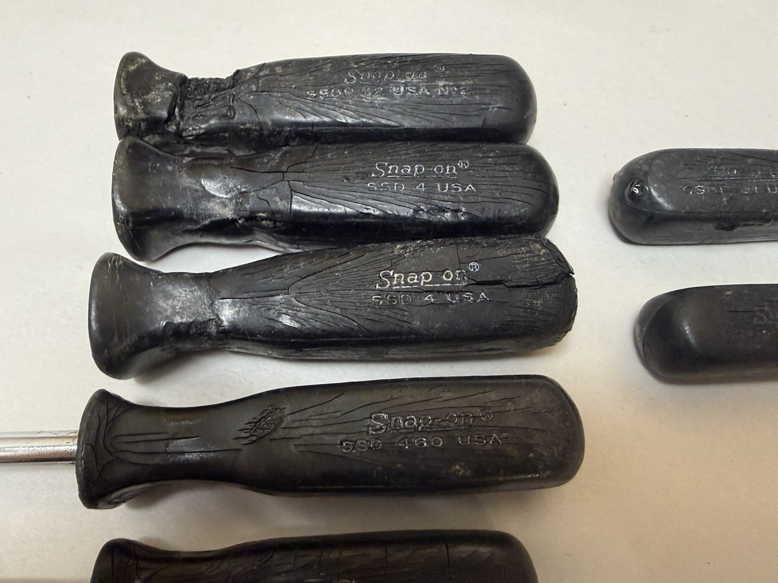Damaged 9 pc Lot Snap-On USA Black Hard Handle Screwdriver Stubby Phillips SSD