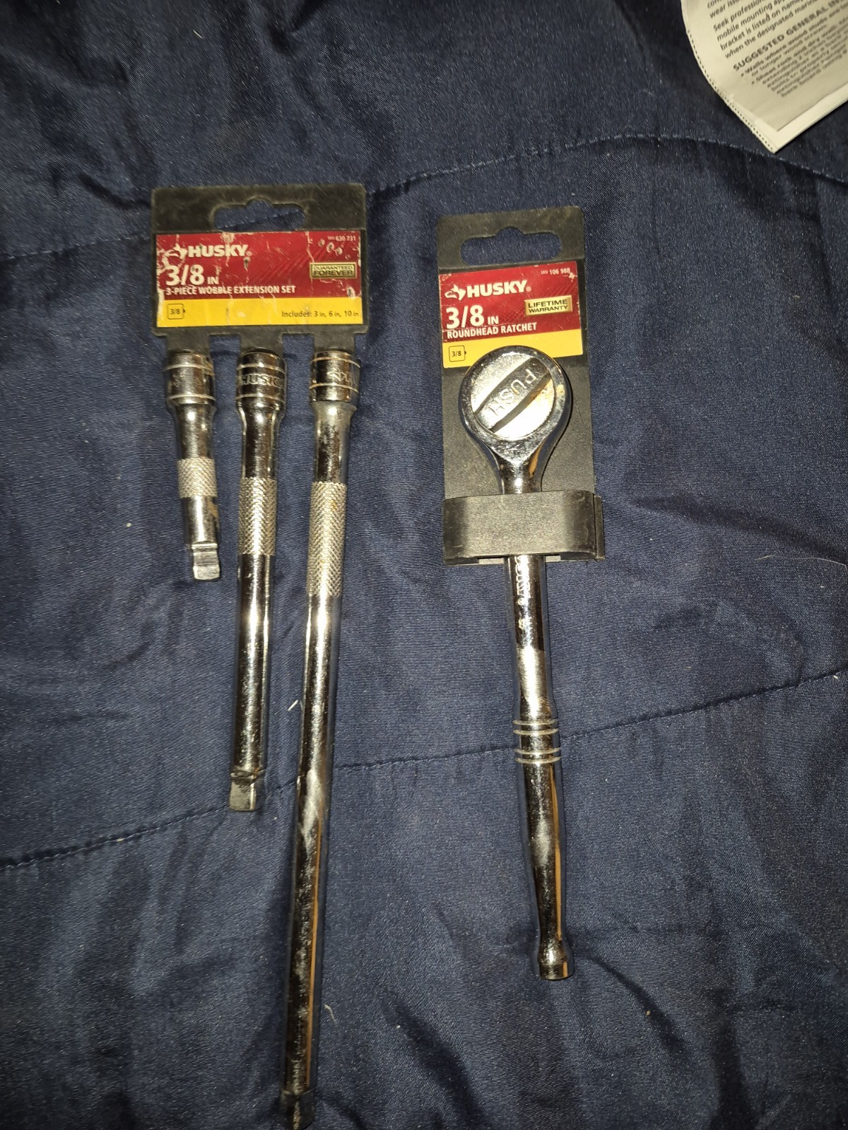 Husky 3/8″ Drive Wobble Extension Set 3-Pcs INC: 3″,6″,10″ &Husky Ratchet 3/8″