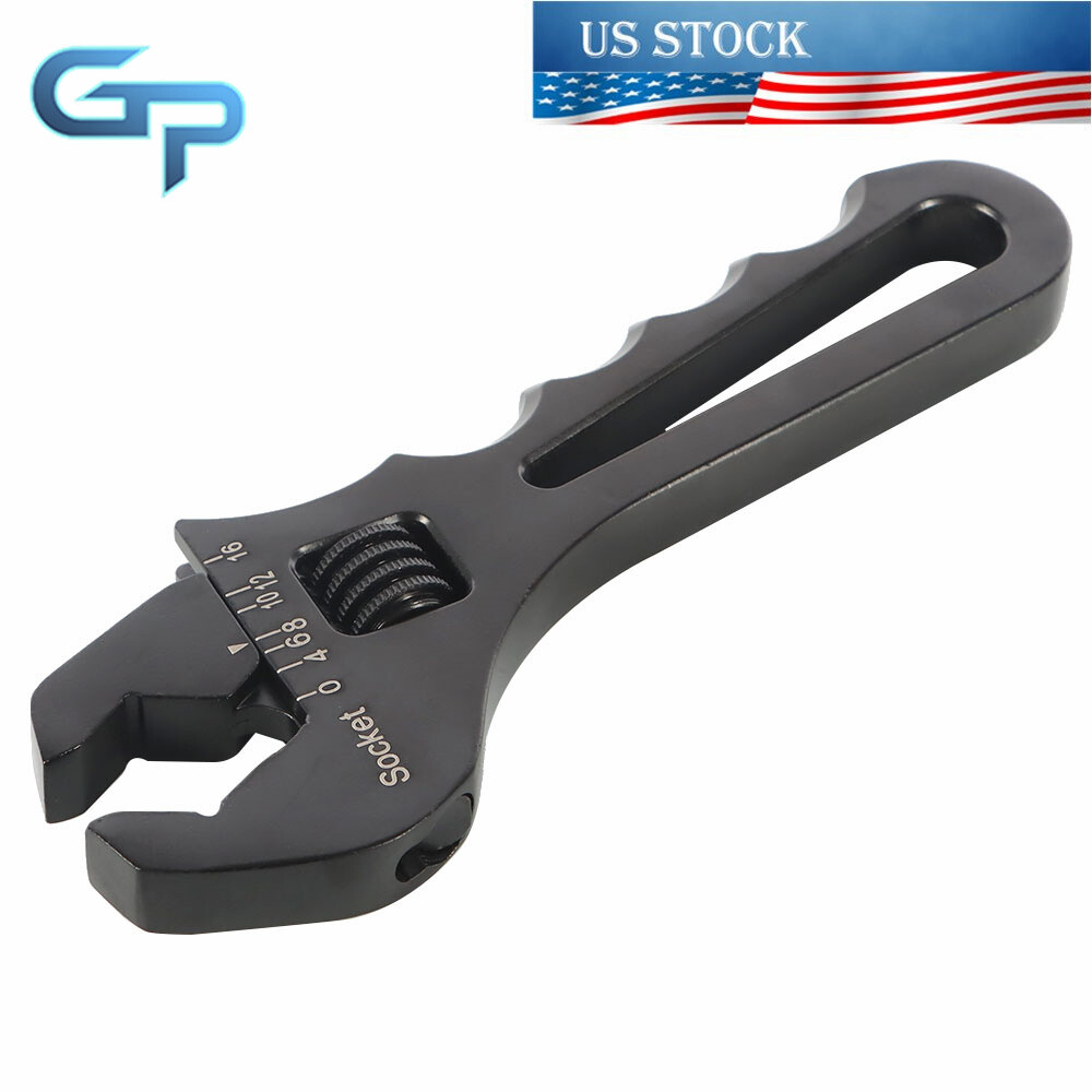 Black Adjustable Wrench Aluminum Tool Spanner for Hose End Fitting 3AN-16AN