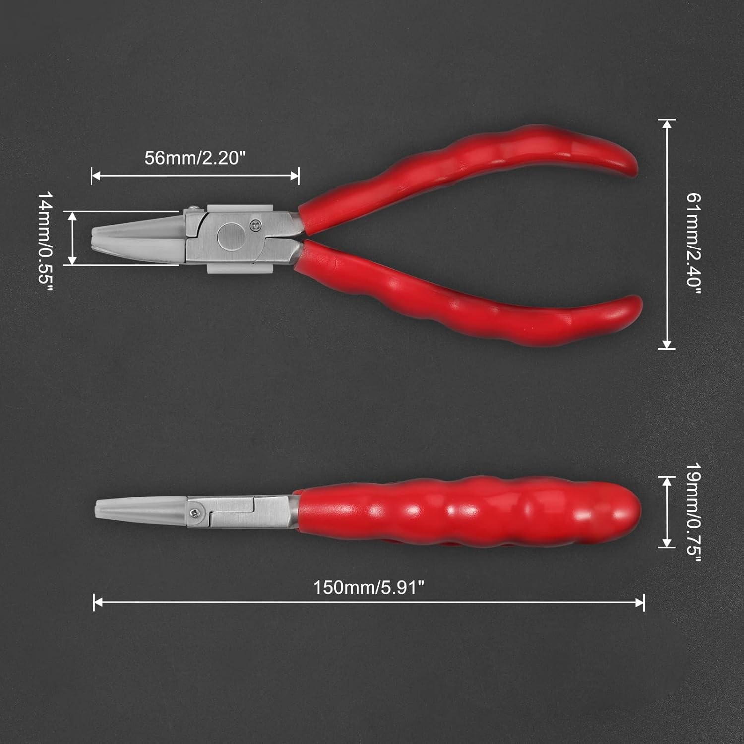 6 Inches Half Round Pliers Nylon Jaw Eyeglasses Frame 6″, Red