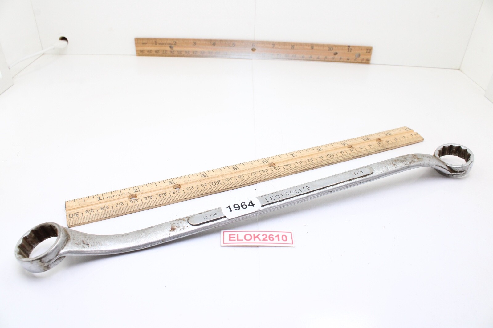S-K LECTROLITE B-2628 13/16″x7/8″ 13″ Long SAE Chrome Offset Box End Wrench USA