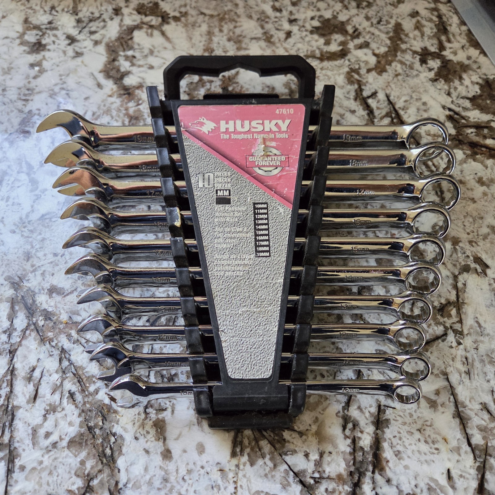 Husky 47610 10 Piece Metric Open End Box Wrench Set