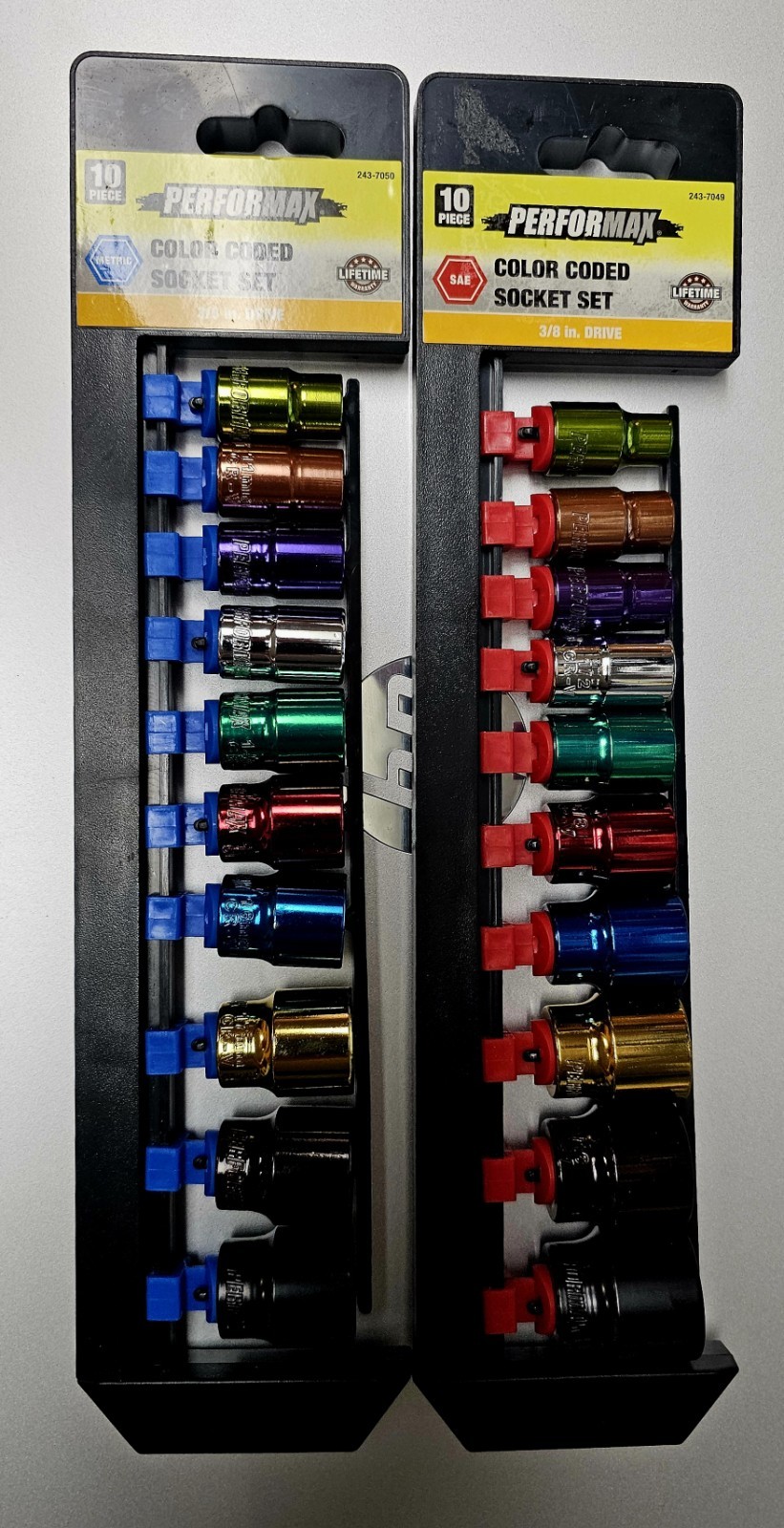 Performax 3/8″ Drive Metric & SAE Socket Sets 10 Piece ea Set All Color Coded