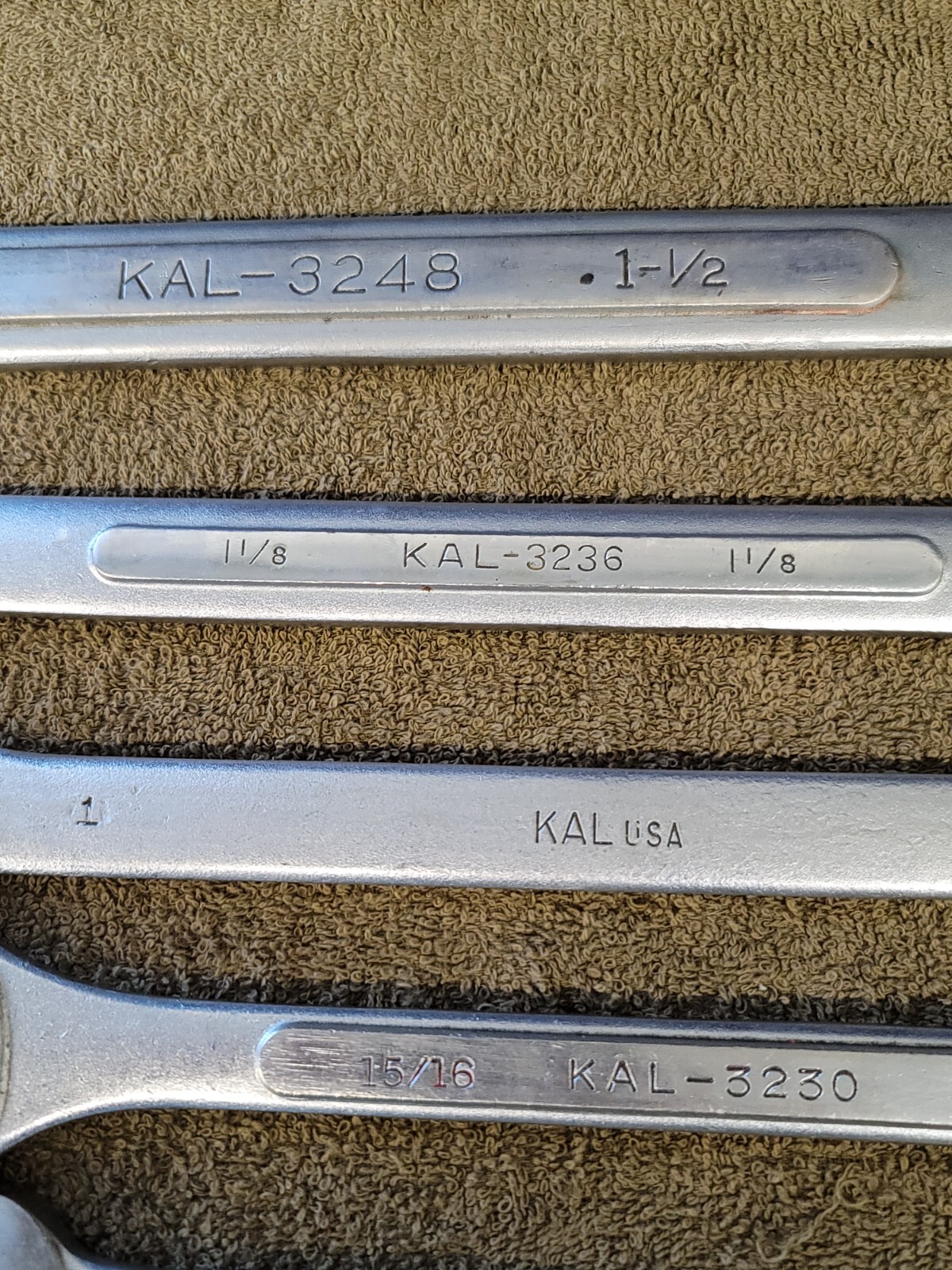 16 KAL Sae Combination Wrench Set 1-1/2 1-1/8 1″ 15/16 7/8 3/4 11/16 5/8 1/2 USA