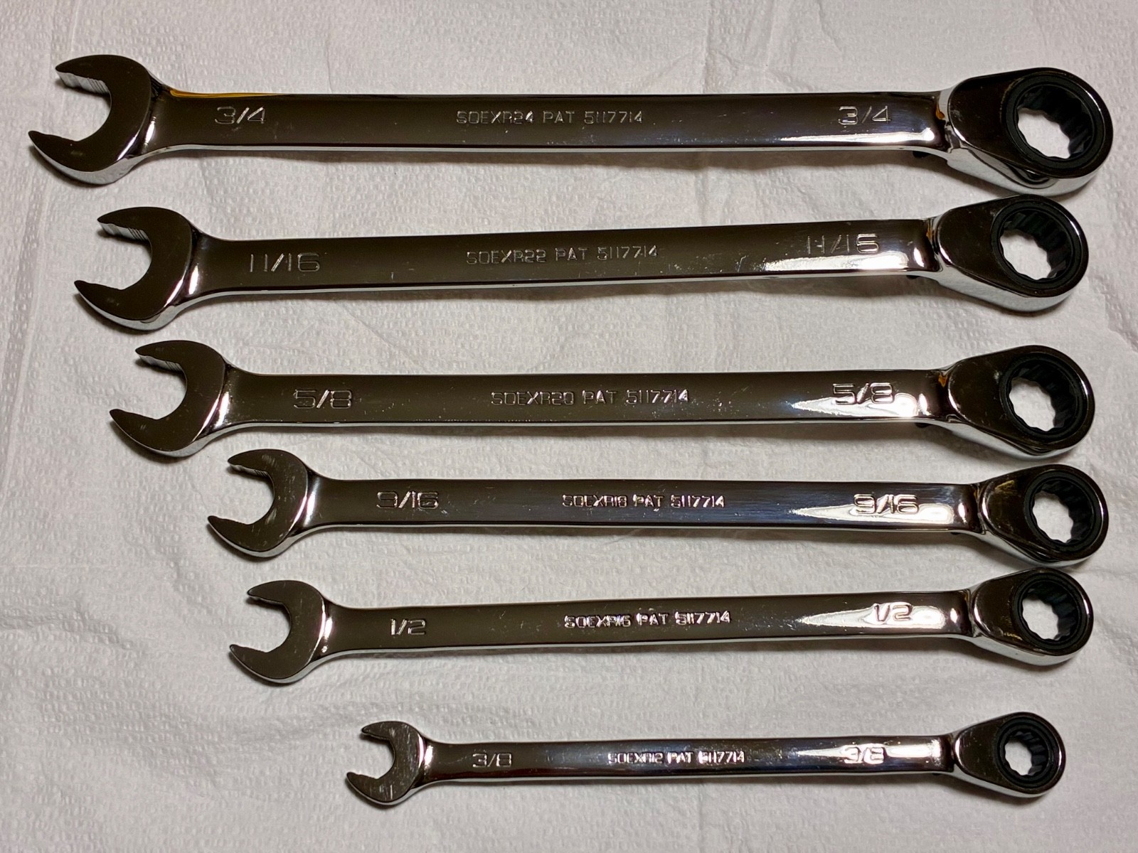 Snap-on SOEXR Gear Ratcheting Wrench Set 6pc 3/8″-3/4″ SAE USA Near New