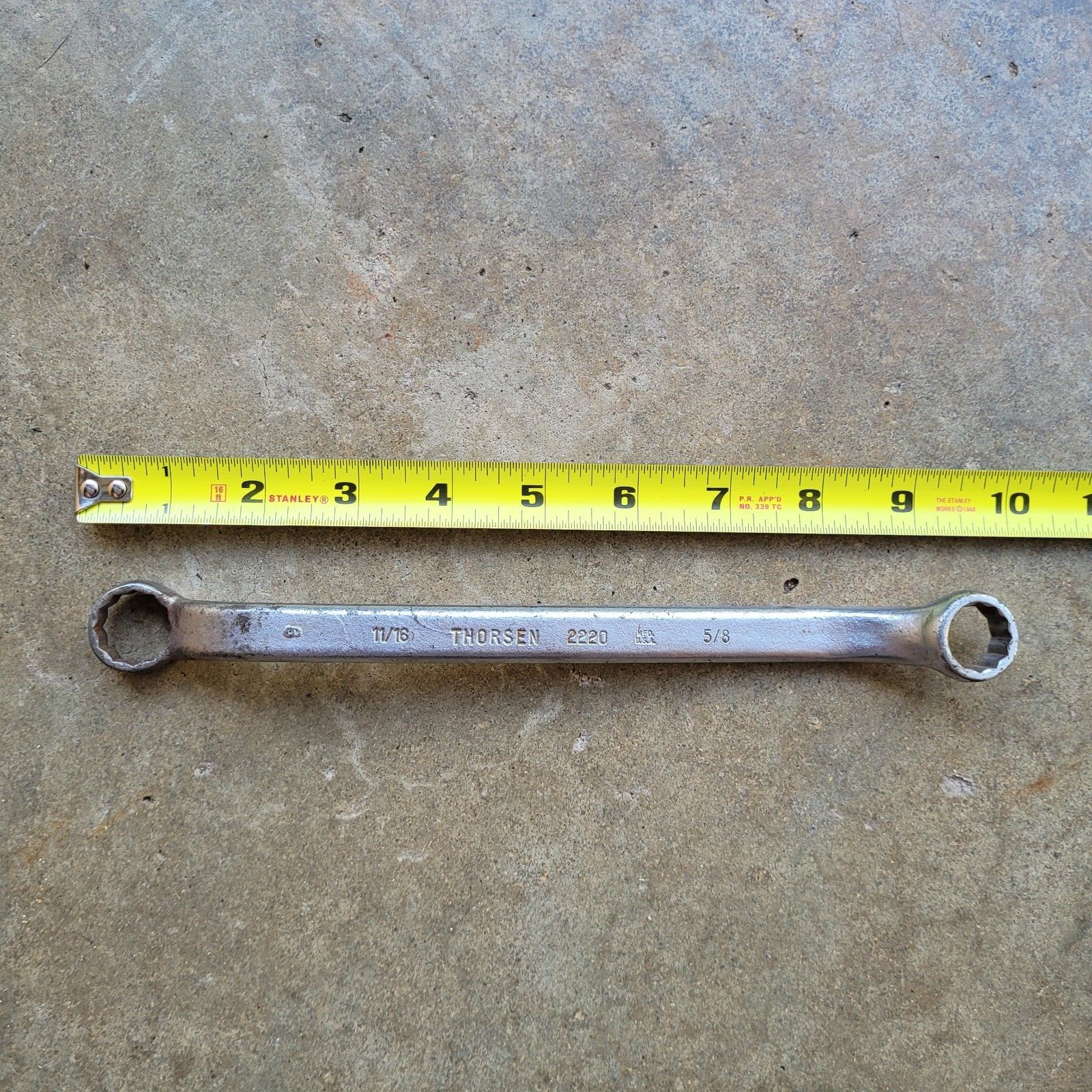 Thorsen Tools 2220 11/16″-5/8″ Double Box End 12 Point Offset Wrench Vtg USA