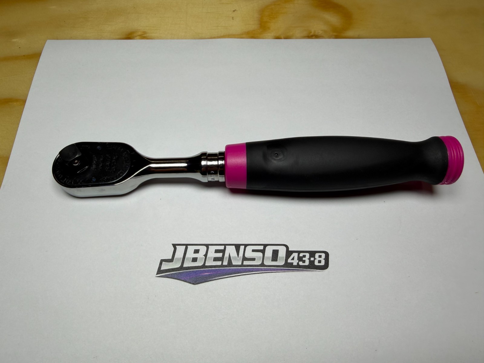 Snap-on Tools NEW ELECTRIC PINK 3/8″ Drive Soft Grip Fixed Head Ratchet FH100EP