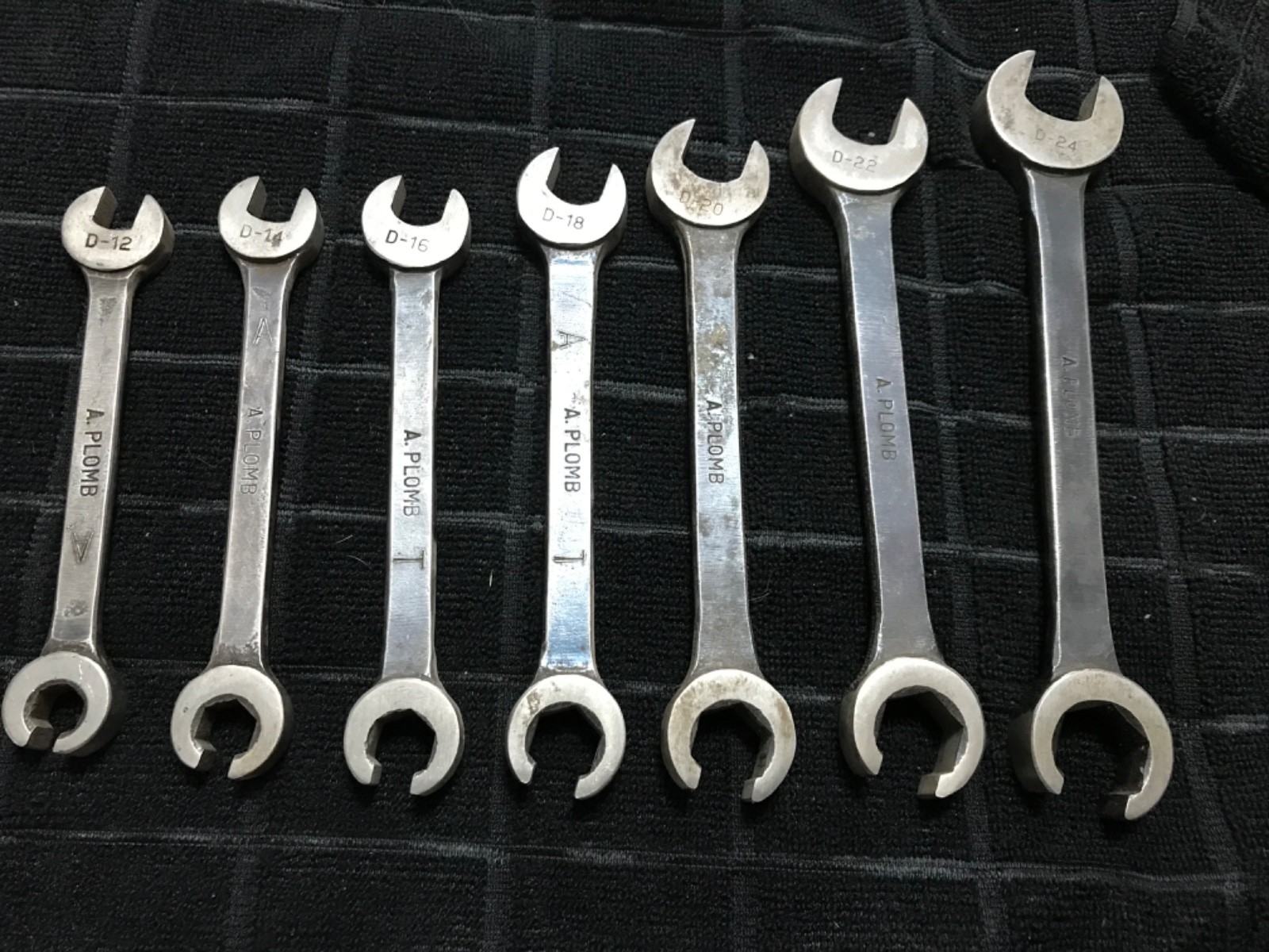 Vtg A. Plomb Calif-Tool Flare Nut Line / Open-End Combination Wrench Set 1920’s