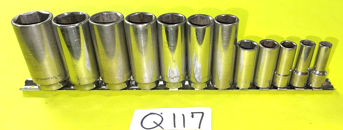 MATCO TOOLS 12 PIECE 3/8 DRIVE SAE. DEEP 6 POINT SOCKET SET 5/16 THROUGH 1 INCH