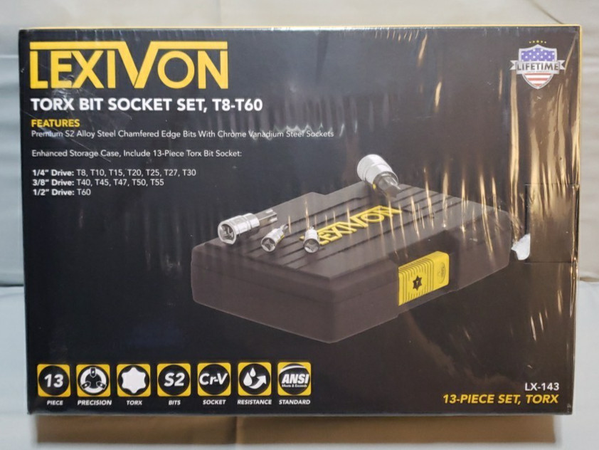 Torx Bit Socket set T8-T60 Star 13-Piece Lexivon Steel Set for Tools New Sealed