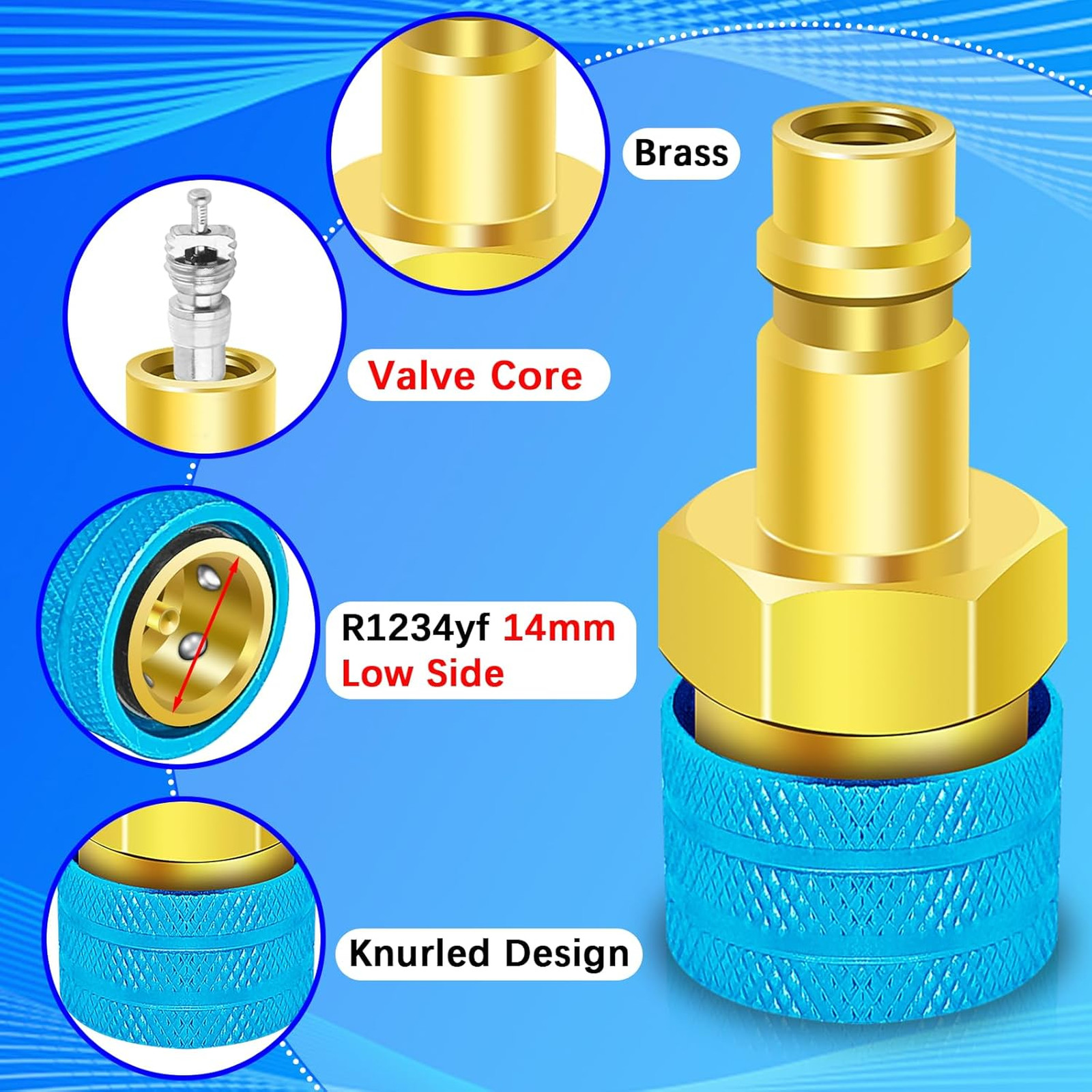 R1234yf to R134a Adapter Kit, Car Air Conditioning Conversion Adapters, Brass