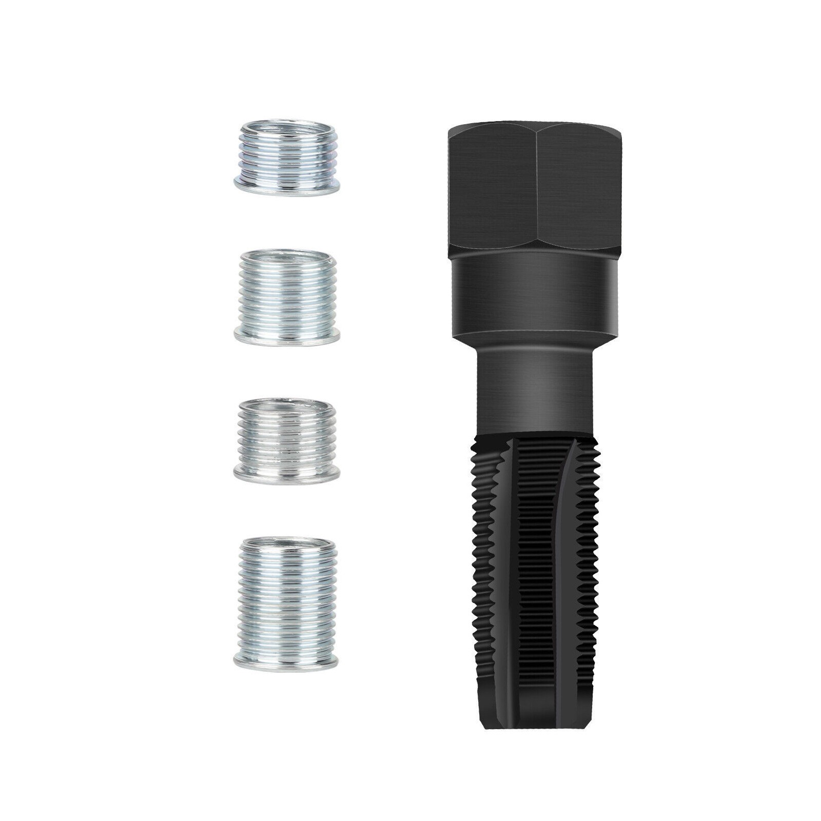 M14 x1.25 Spark Plug Rethread Thread Repair Kit Reamer Tap with 4 Inserts