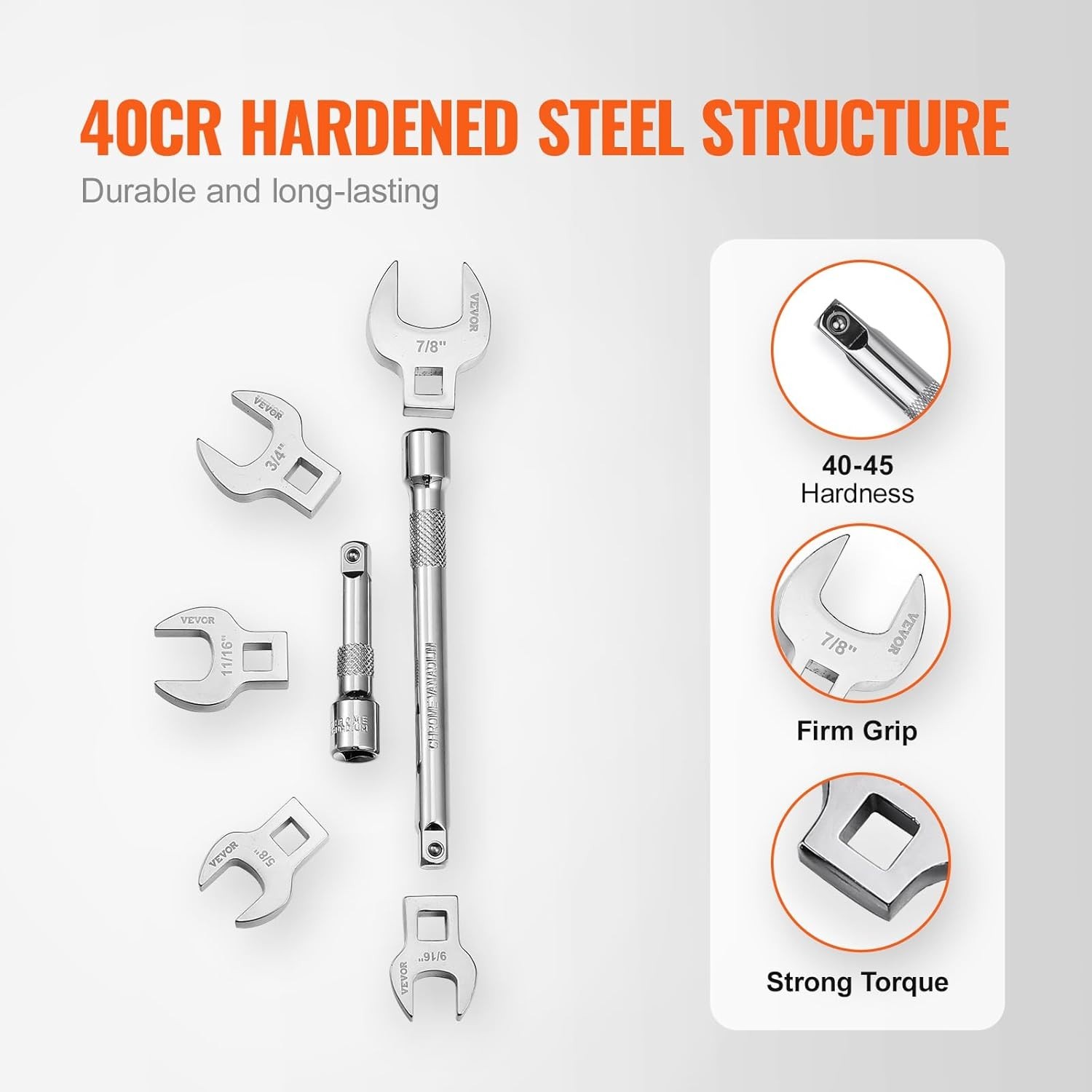 20-Piece Crowfoot Wrench Set – High-Strength 40Cr Steel with Organizer