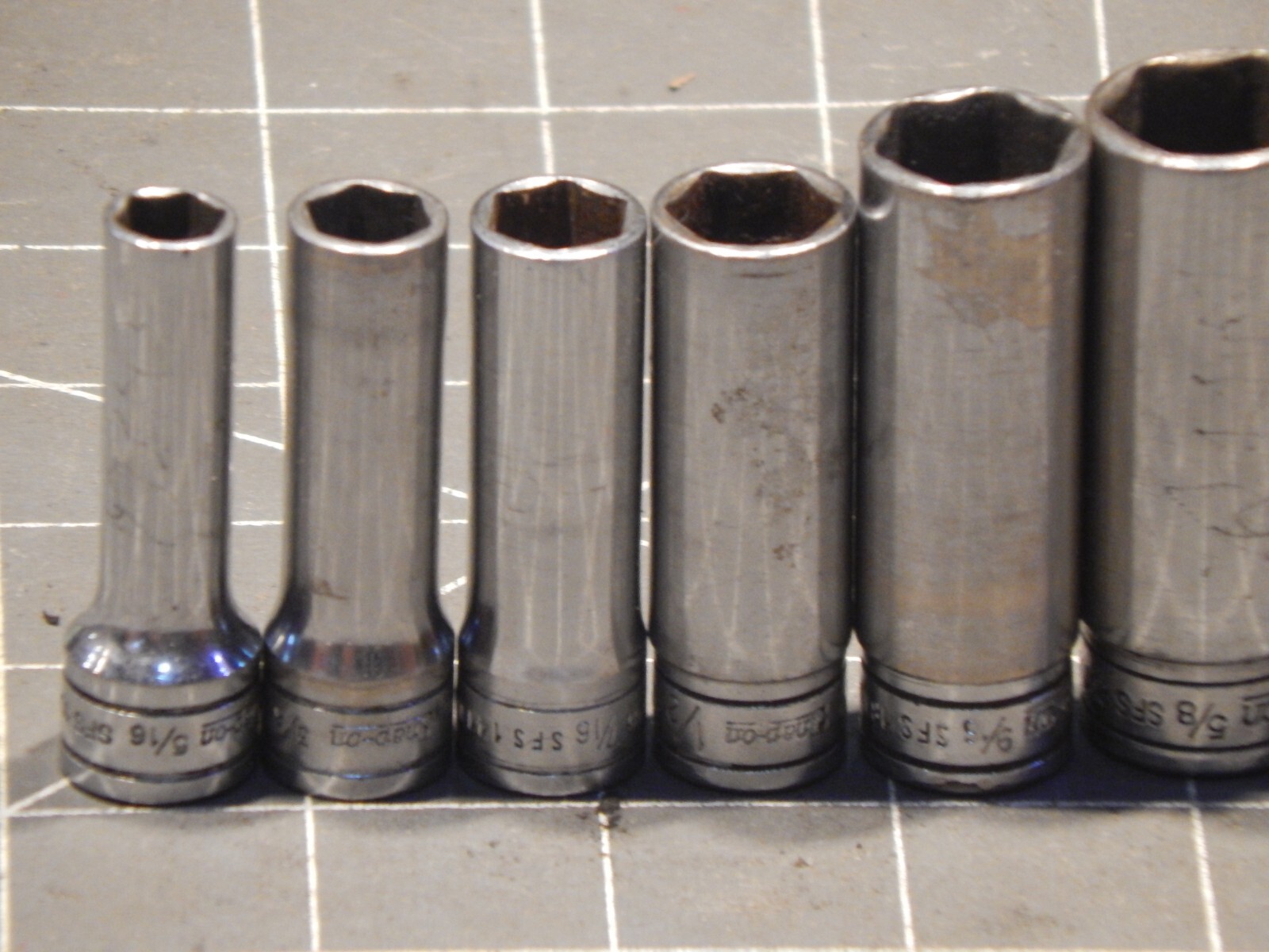 Snap On 11Pc MINUS 1 SAE 3/8″ Drive Deep Socket Set 5/16″ 7/8″ 6Pt Dr 211sfsy