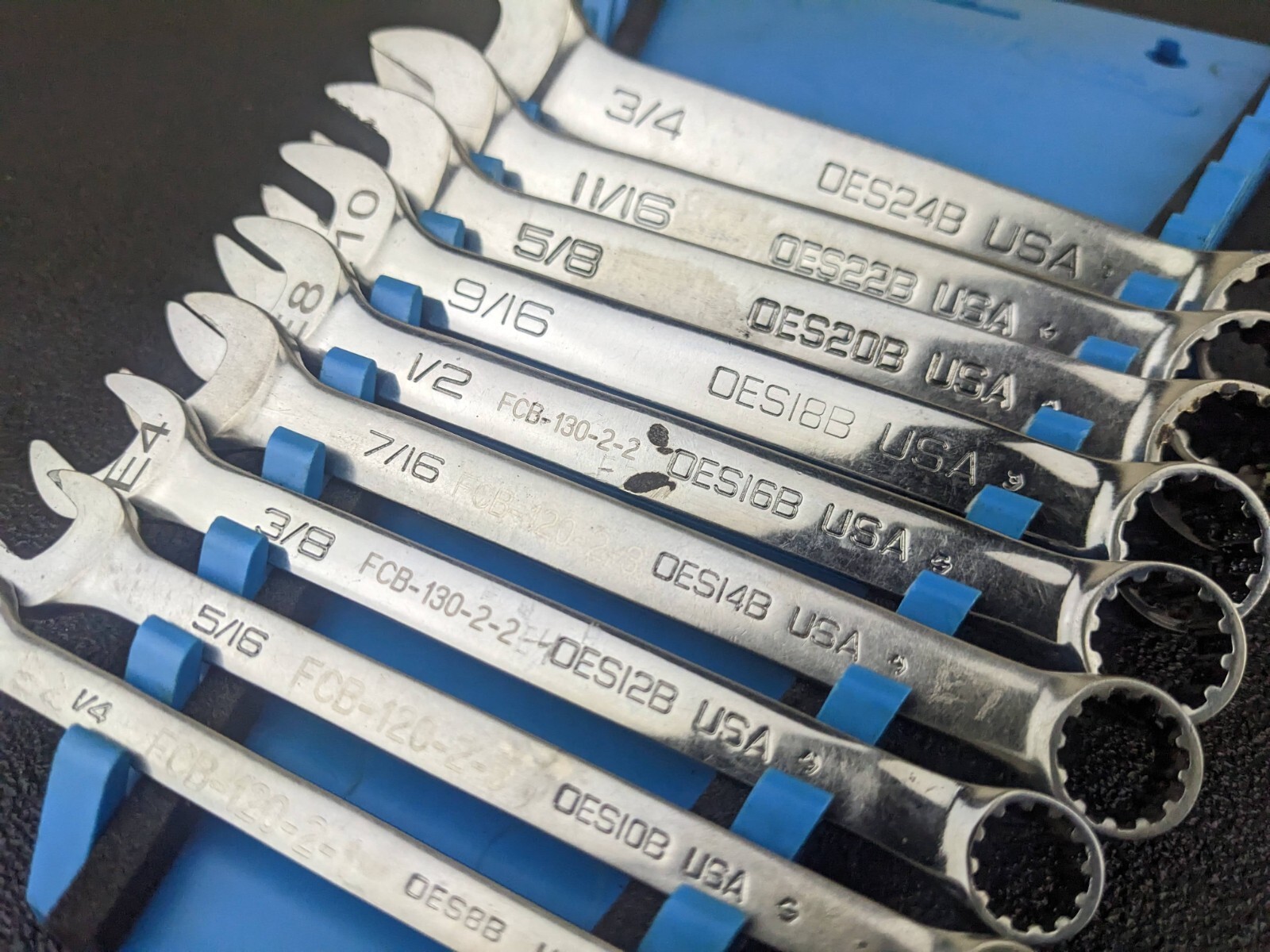 #bk473 Snap On Tools OES Master SAE Spline Short Wrench Set 3/8” – 3/4″ Aviation