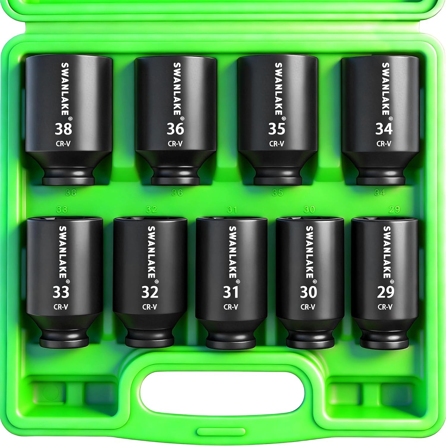 SWANLAKE 9-Piece 1/2″ Impact Axle Nut Socket Set,