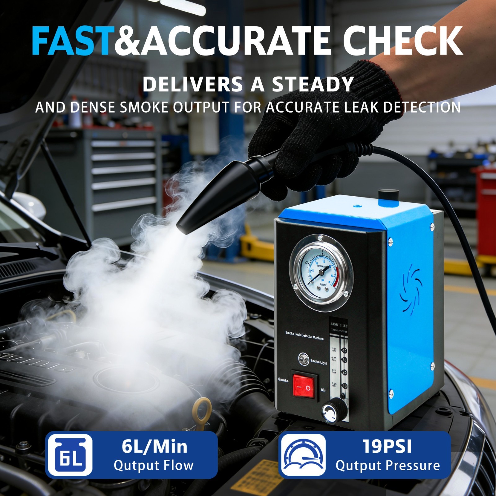 Automotive Smoke Machine Lead Detector EVAP Vacuum Diagnostic Tester DC 12V