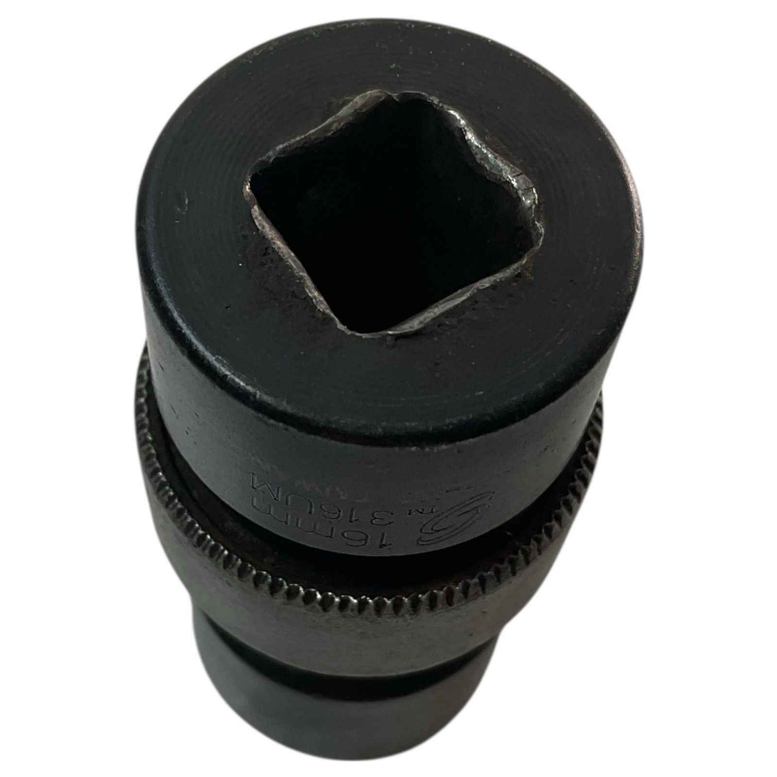 Unbranded CR-MO 16mm Impact Swivel Socket 3/8″ Drive 6 Point Used Fast Ship