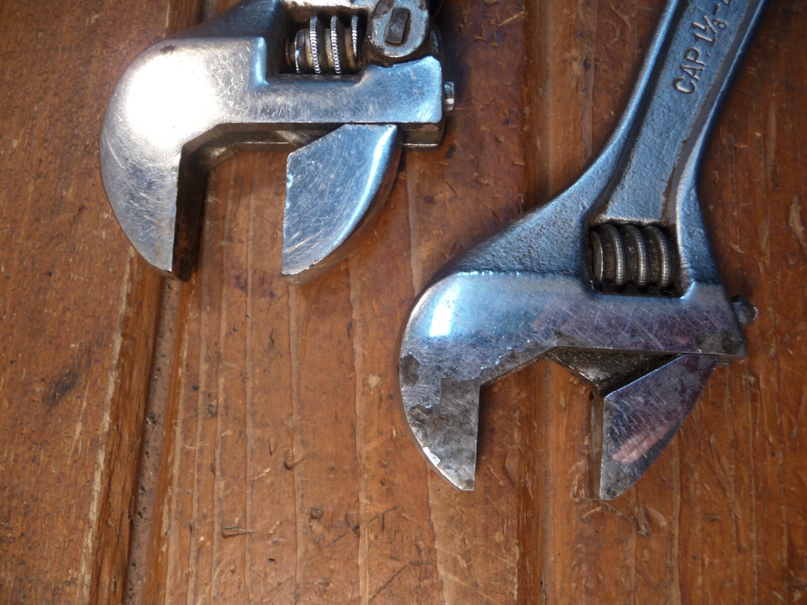 2 Vintage Adjustable Wrenches 10″ Crescent Wrench Crestoloy USA TRU-GRIP Taiwan