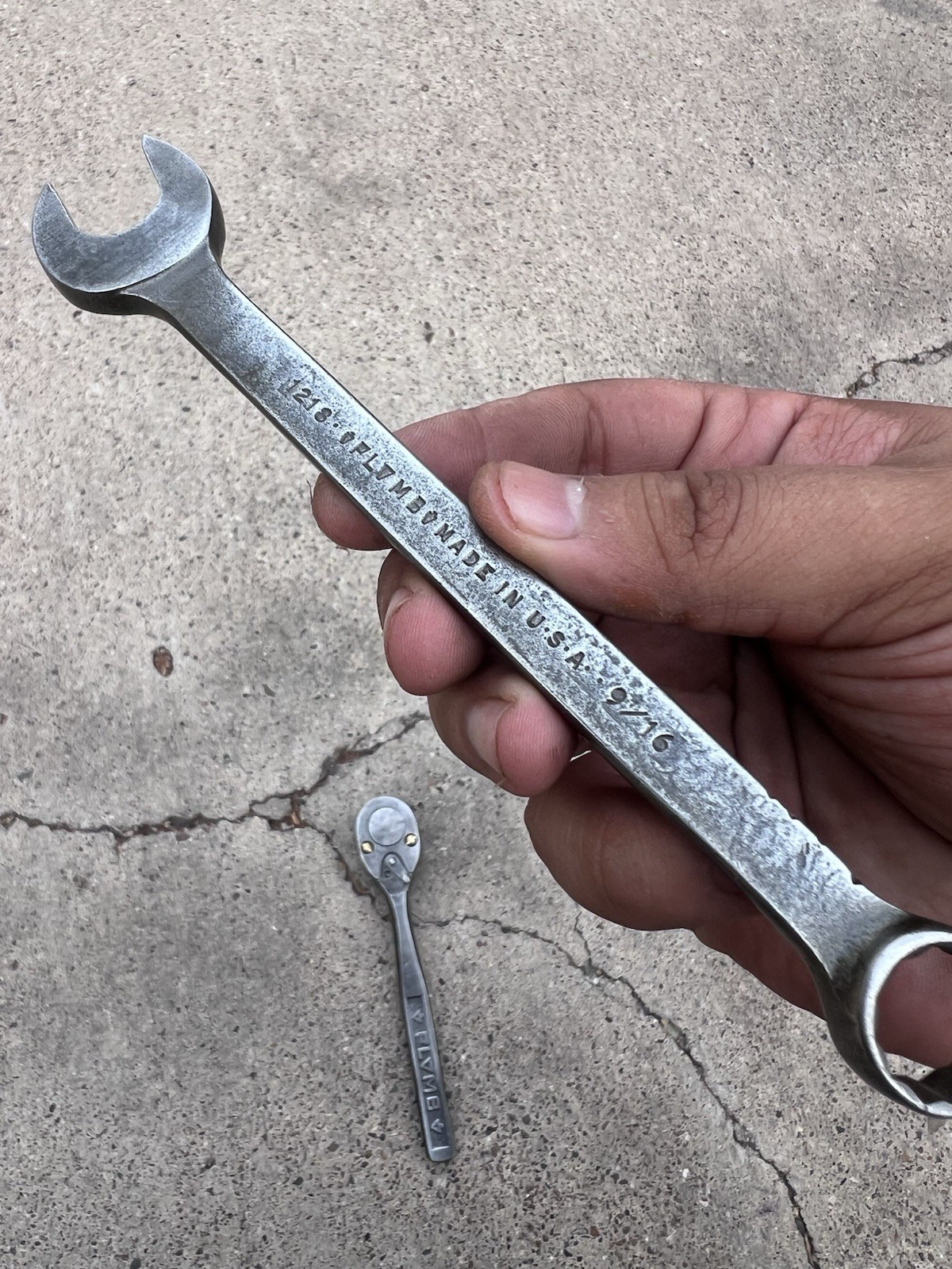 Vintage Plomb PLVMB 5249 3/8 Ratchet w/ Brass Screws & 1218 Open Ended Wrench
