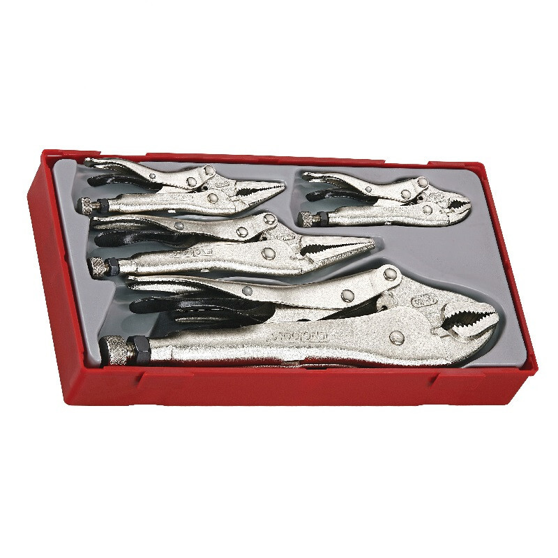 Teng Tools 5 Piece Power Grip Locking Plier Mole Set Long Nose Curved * Offer *