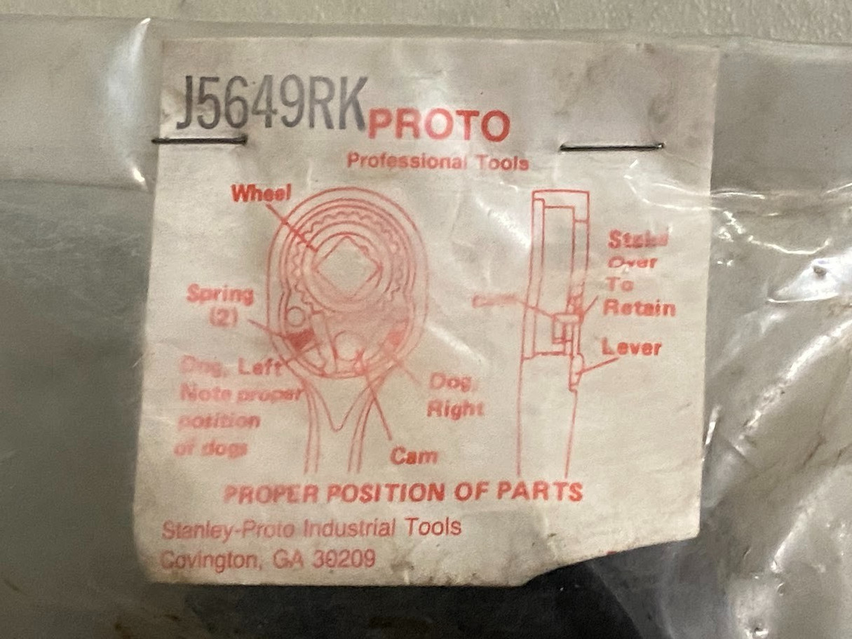 NOS Proto 5649RK 3/4″ Inch Drive Ratchet Repair Kit Fits OEM #5649