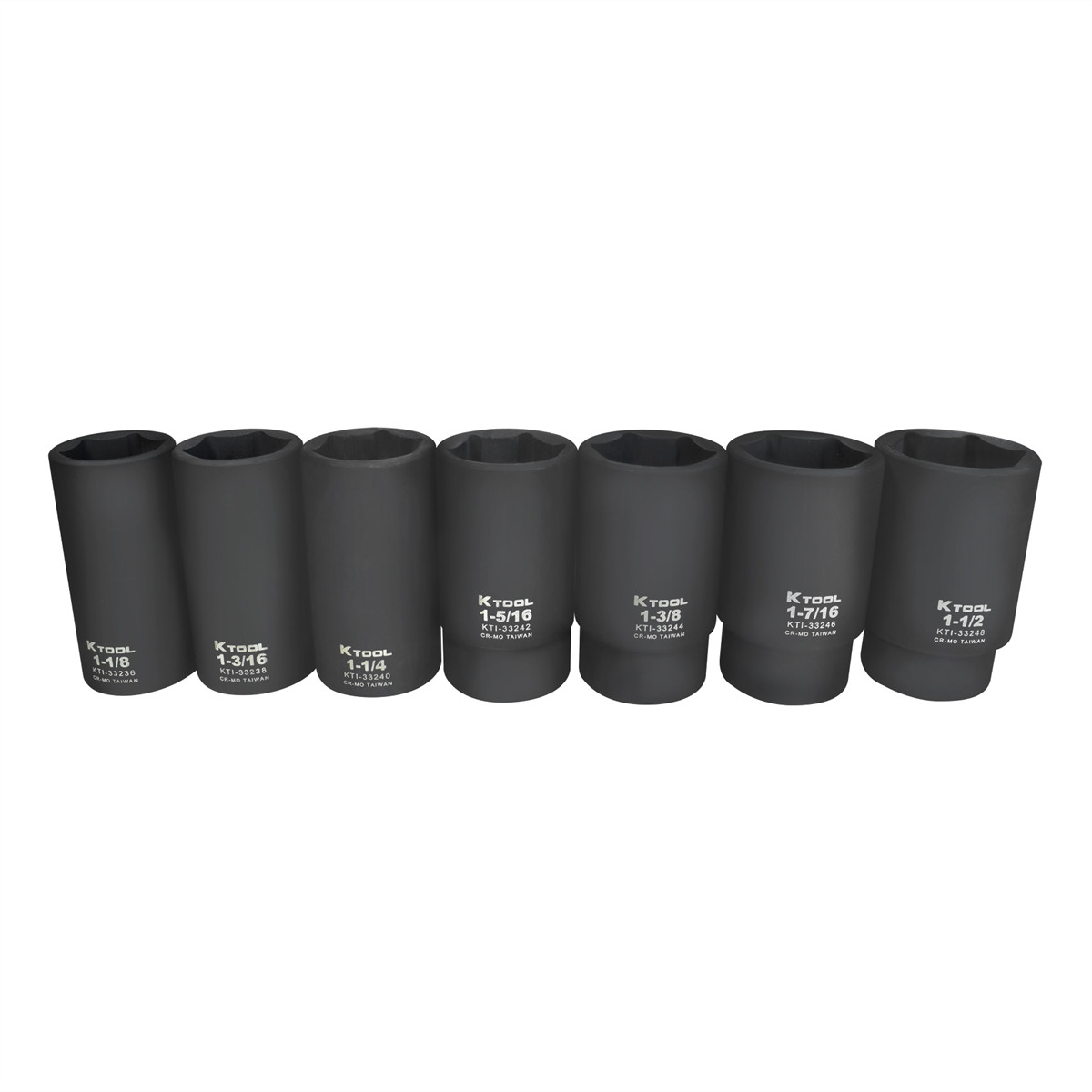 K-Tool 33202 1/2″ Drive SAE Deep Impact Socket Set 19pc, Heat Treated Steel