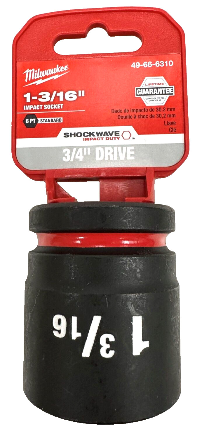 Milwaukee 49-66-6310 3/4″ Drive Standard Length Impact Socket 1-3/16″ 6 Point