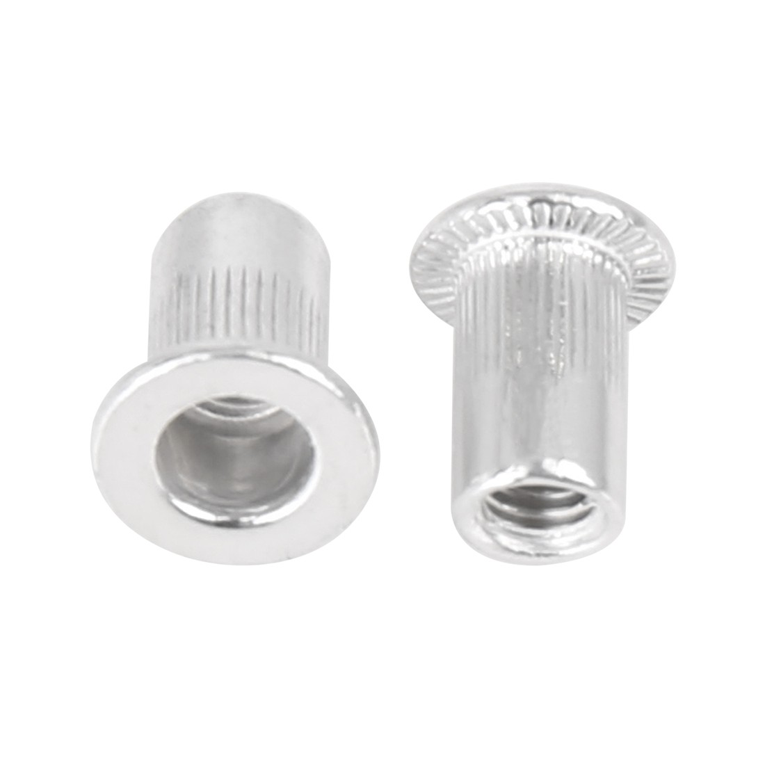 110 Pcs M4 Silver Tone Aluminum Alloy Car Flat Head Rivet Nut Threaded Insert