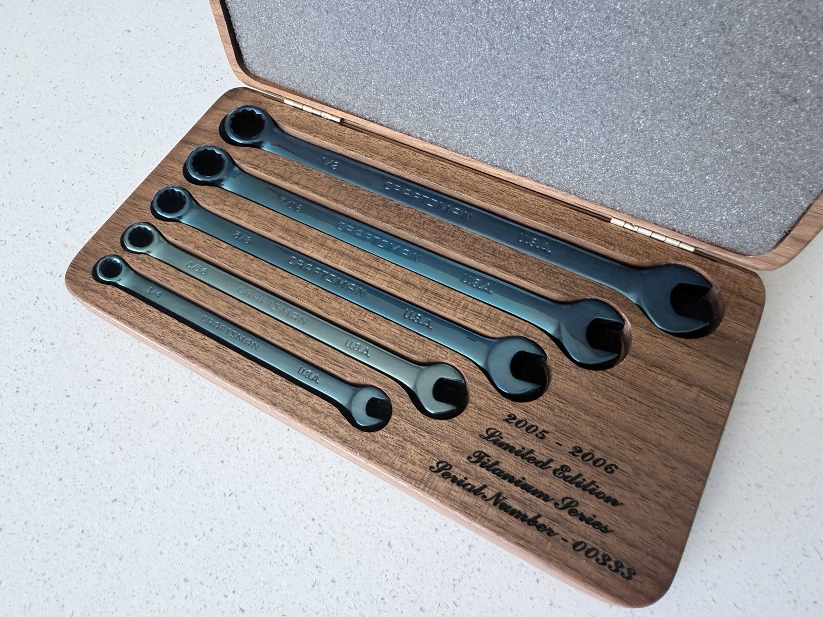 Sears Craftsman USA Nos Blue Titanium Full Polish Combination Wrench Set Rare