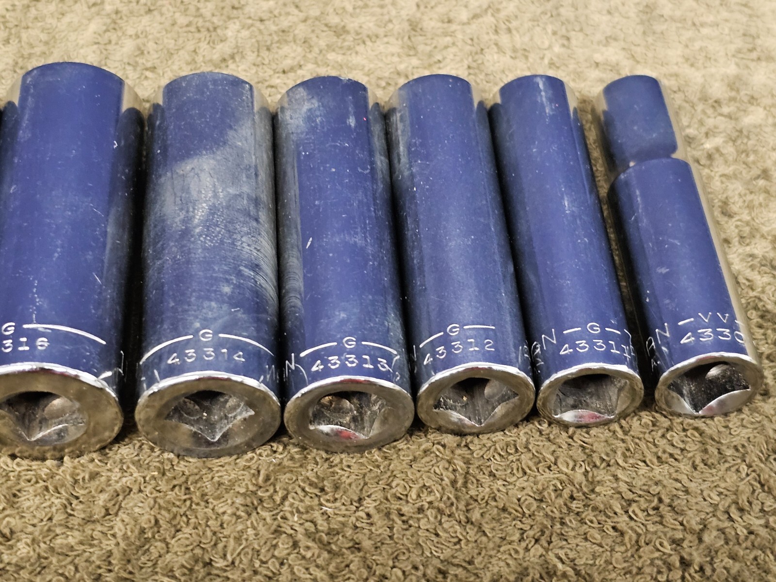 18 Craftsman G Deep Well Shallow Socket Set 7/8 3/4 5/8 1/2 Sae 3/8″ Drive USA