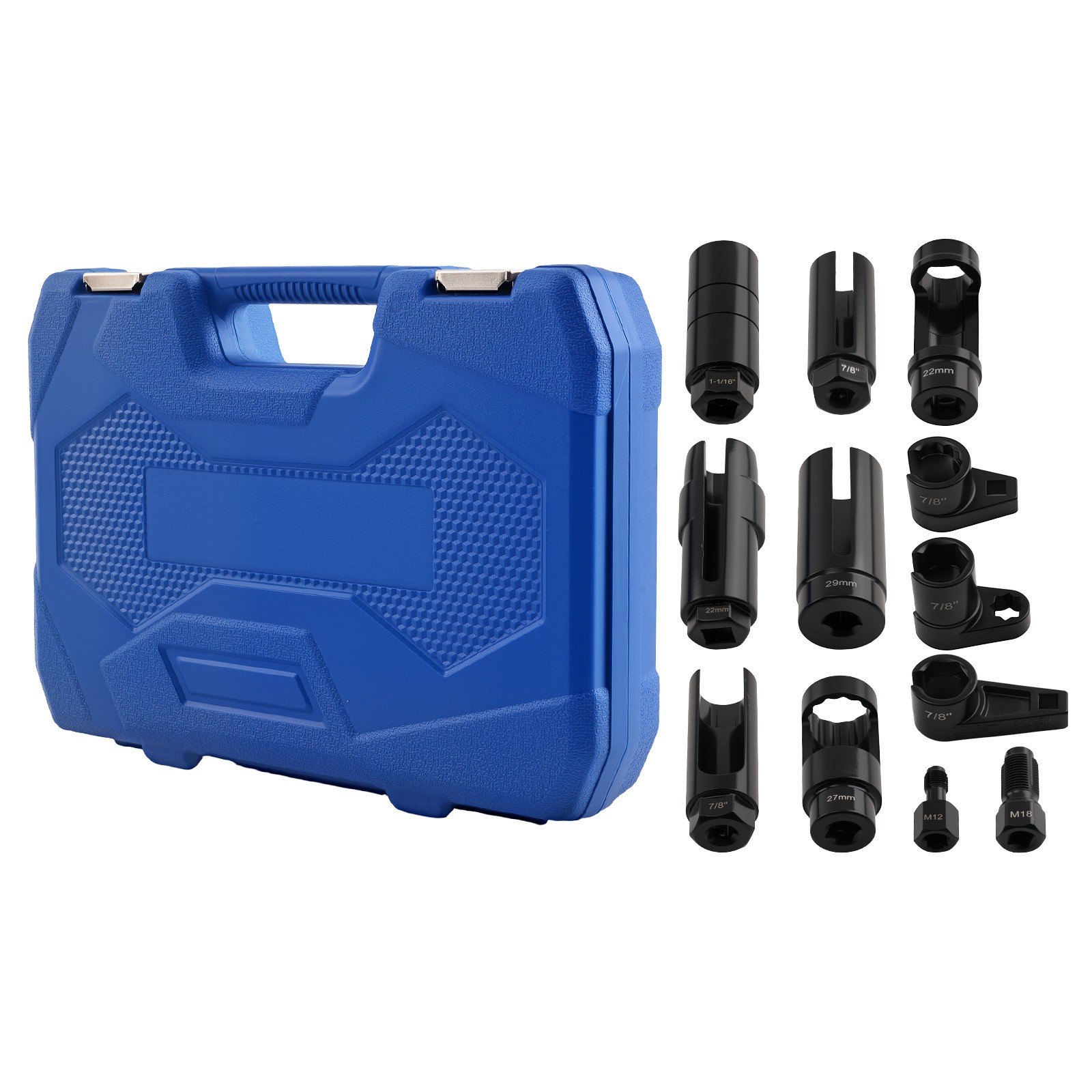 12pc Oxygen Sensor Tool Kit 1/2″ 3/8″ Drive 22-29mm Socket Spark Plug Chaser