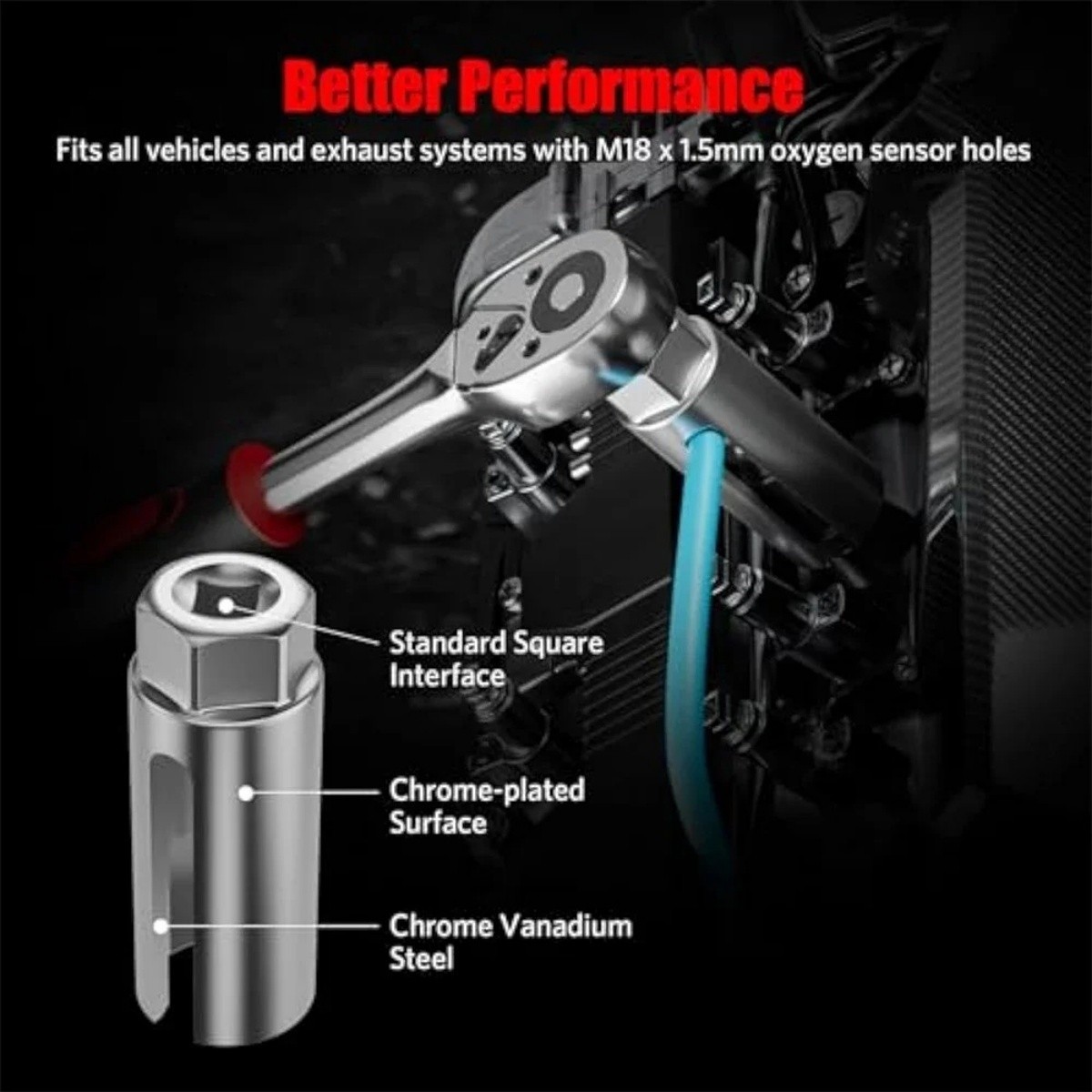 5Pcs O2 Oxygen Sensor Socket Wrench 3/8″ 1/2″ 22mm Auto Repair Installer Tool