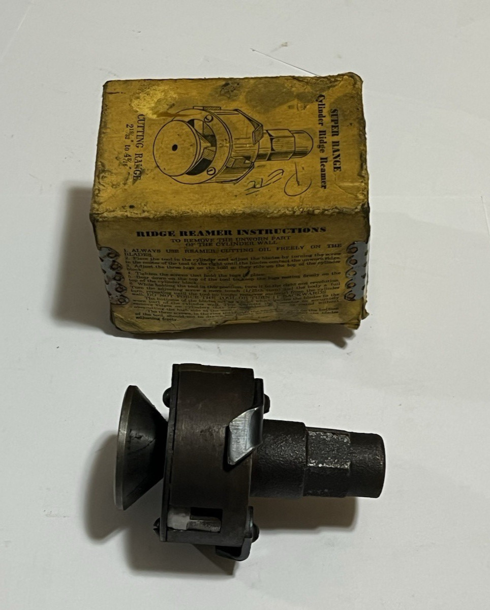 Super Range Vintage Engine Cylinder Ridge Reamer 2-19/32″ – 4-3/16″ in Box USA