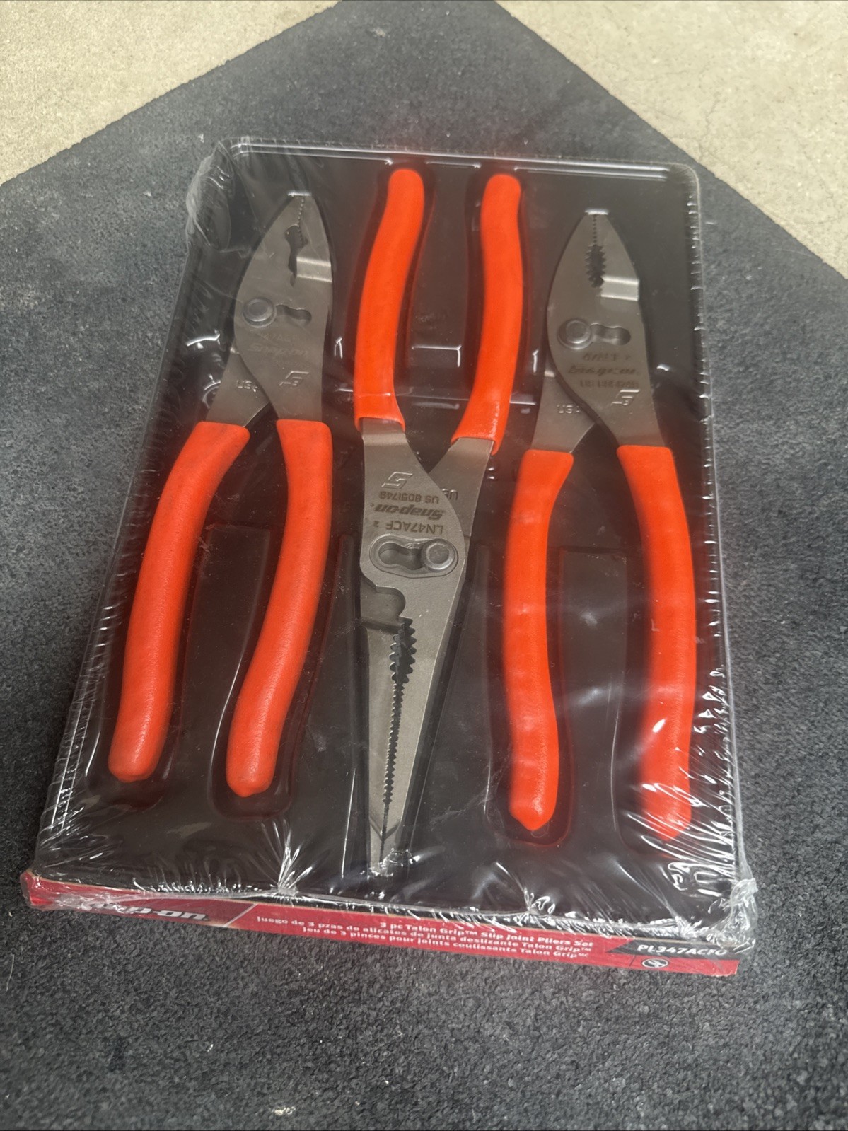 For Snap-on Tools NEW ORANGE 3pc Soft Grip Slip Joint Pliers Lot Set PL347ACFO