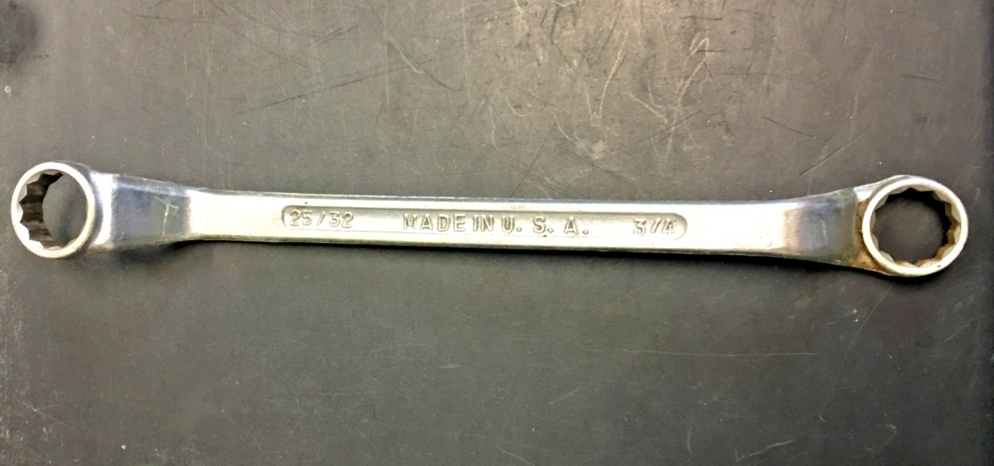 25/32in, 3/4in Double Box End Offset Wrench Forged STEEL, USA