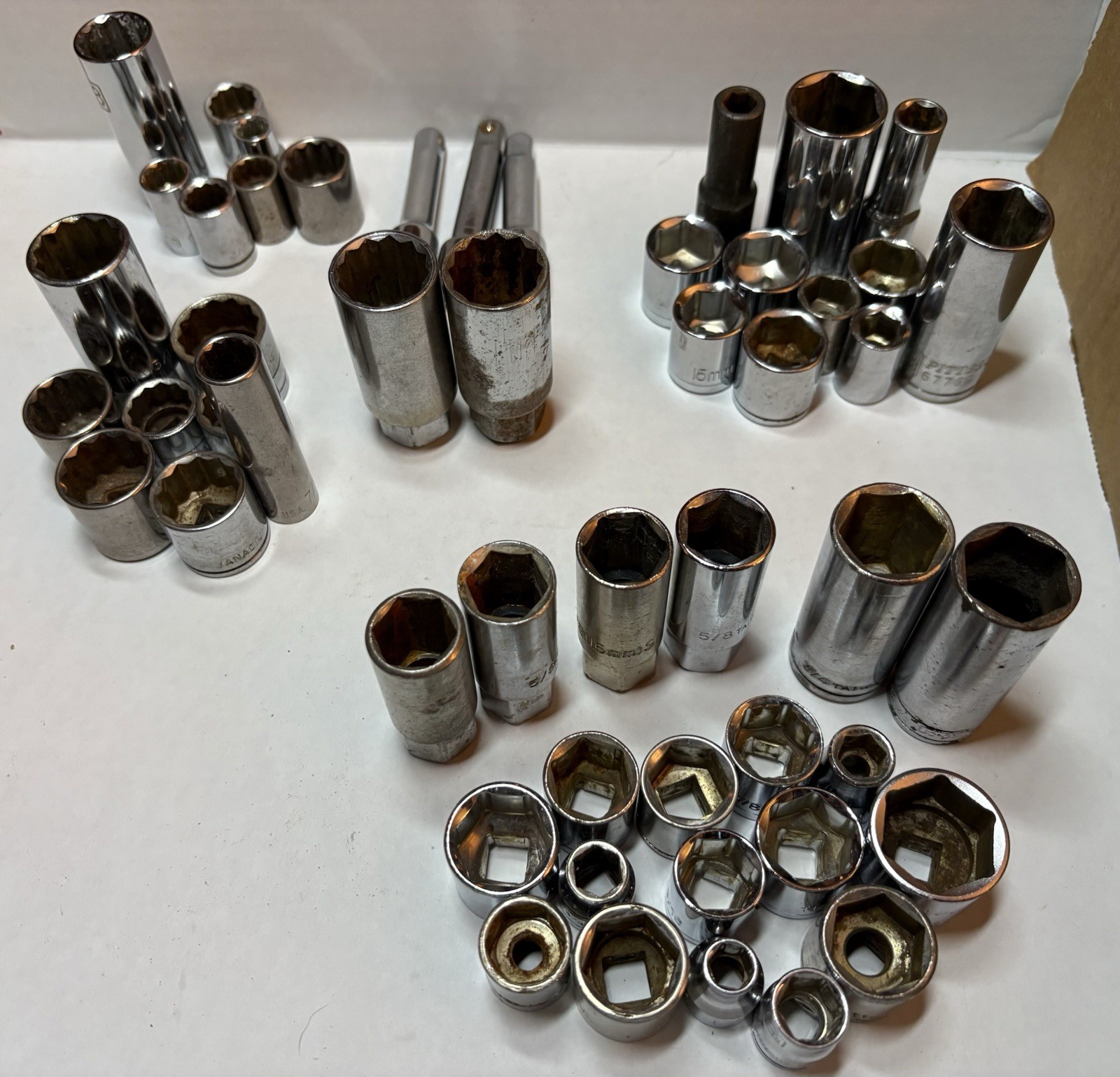 Mixed Lot SAE & Metric 6 & 12 Pt Sockets 3/8” Drive Mix Brand SK Allen Pittsburg