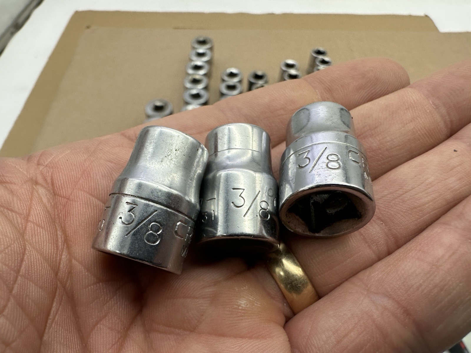 Vintage Craftman VV 49pc Set SAE 3/8″ Dr 12/6 Pt Socket Lot – 3/8-3/4” Vtg USA
