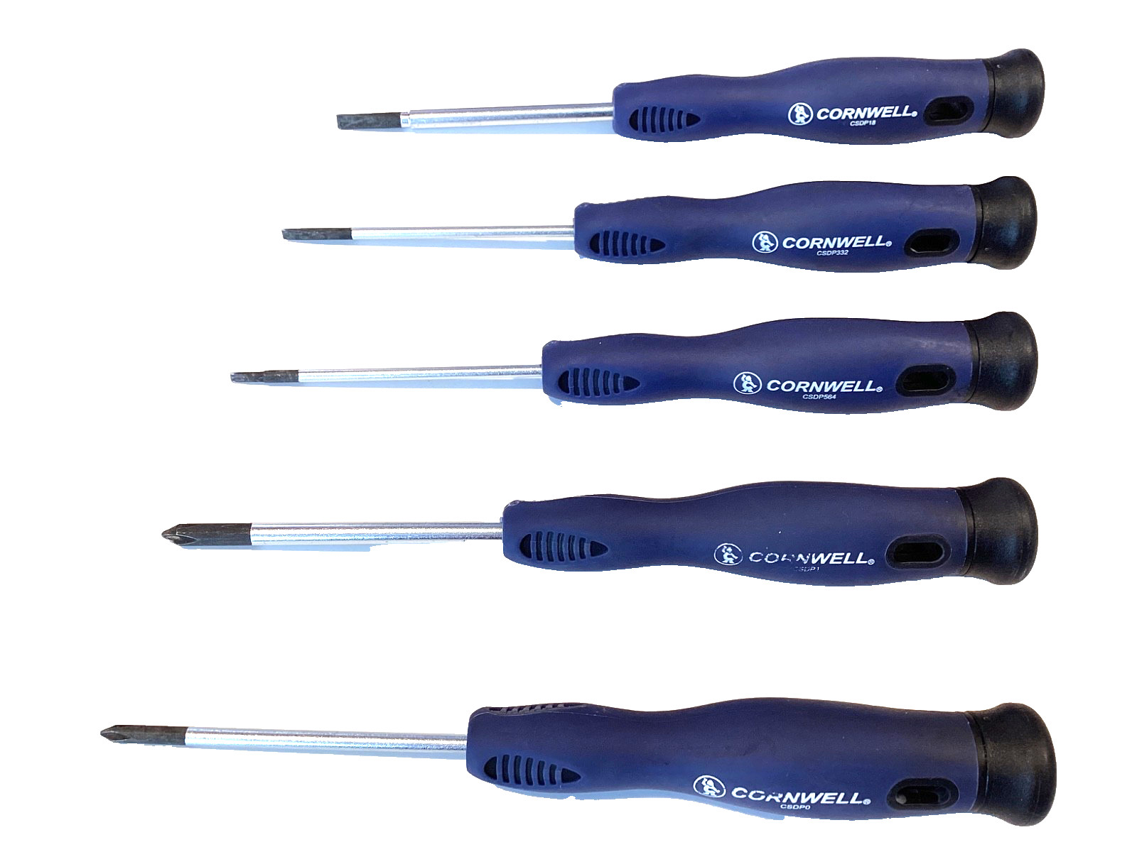 Cornwell Tool 5 Piece Soft Grip Pro Precision Screwdriver Set Spinner Top CSDP7S