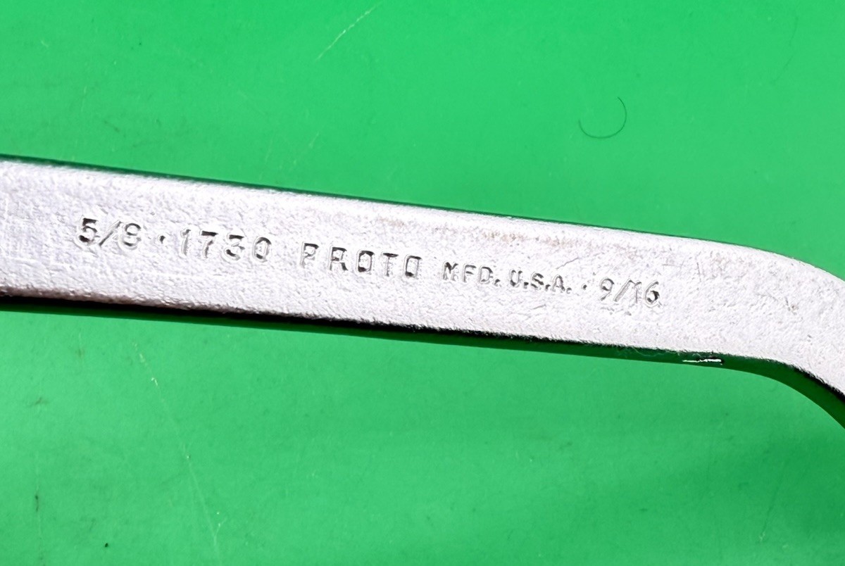 Proto Tools N0. 1730 5/8″ x 9/16″ 12pt Half Moon Box End Obstruction Wrench USA