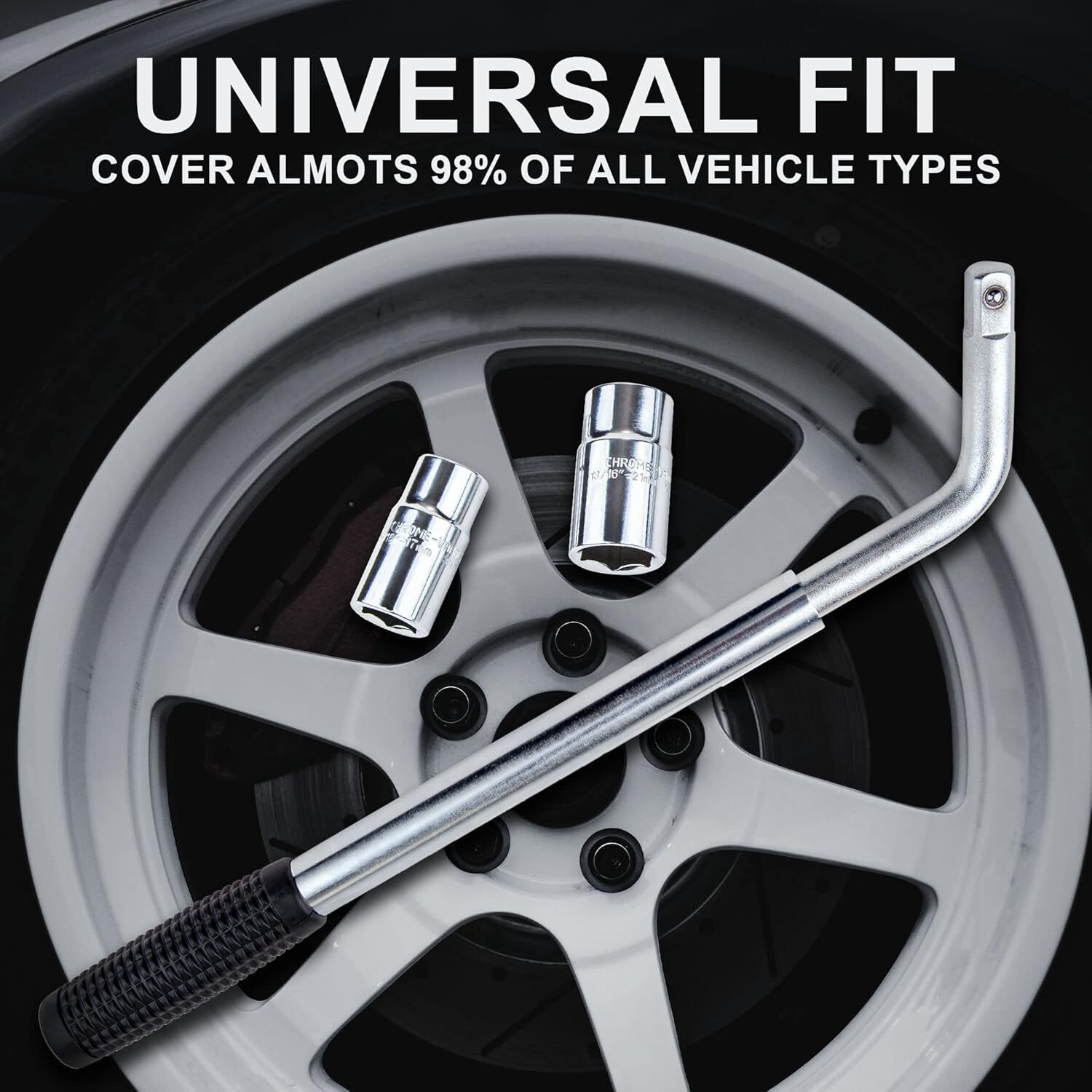 CARTMAN Telescoping Lug Wrench with Standard CR-V Sockets 17/19, 21/22mm