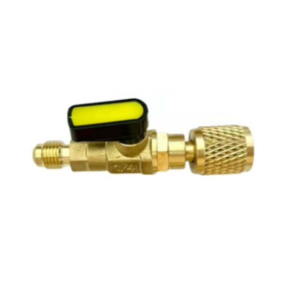 Brass Ball Valve Adapter with 1/4 SAE Threads for R12 R22 R134A AC Systems
