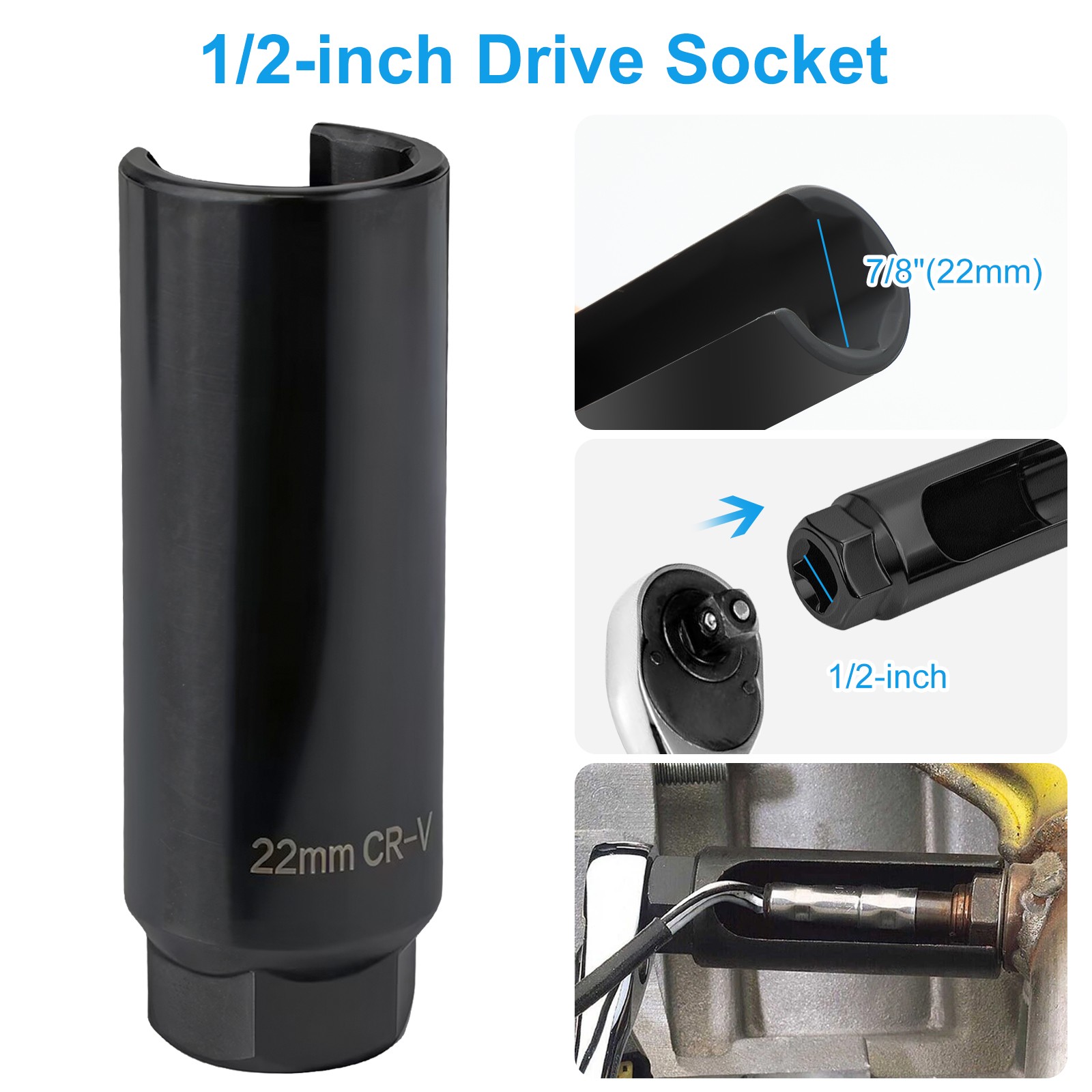 2 PCS 7/8″ 22mm O2 Oxygen Sensor Wrench Tool 3/8″ 1/2″ Drive Cars Trucks Repair