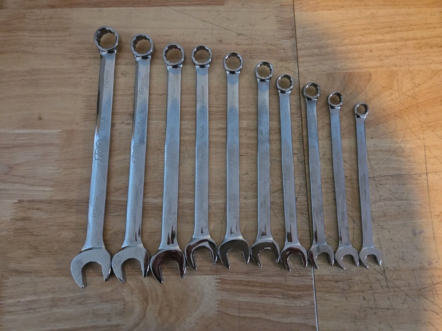Snap-On SOEXM710CE 10pc Metric Flank Drive Plus Combination Wrench Set 10-19mm