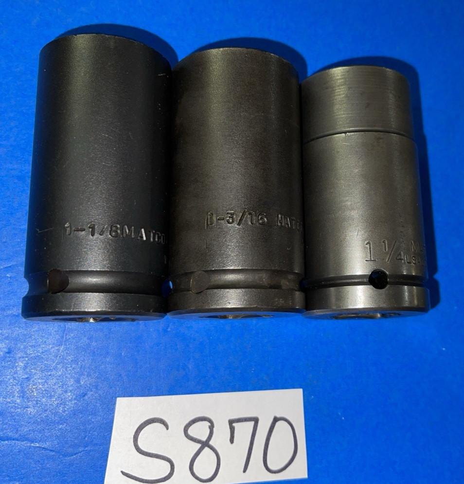 MATCO TOOLS 3 PC. 3/4 DRIVE SAE. DEEP IMPACT SOCKETS 1-1/8, 1-3/16 (30MM), 1-1/4