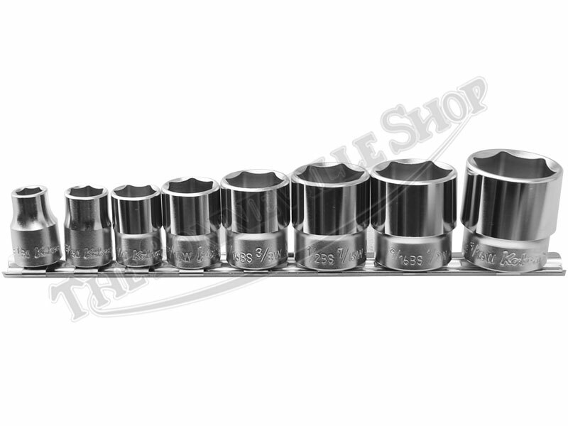TRIUMPH NORTON BSA WHITWORTH 6 POINT 8 PC. 3/8″ DRIVE SOCKET SET KOKEN TBS-0534