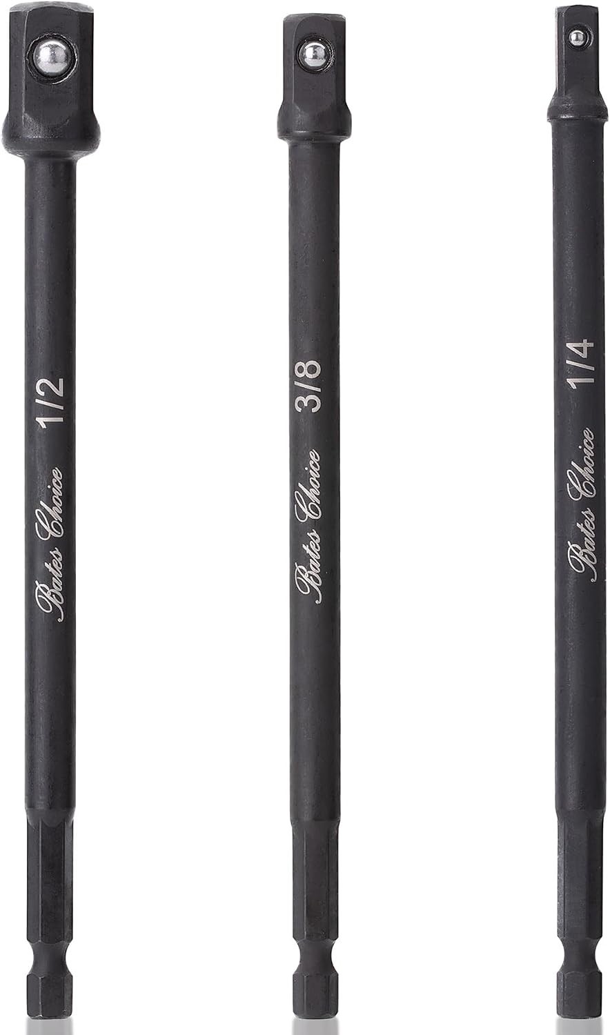 Bates 3-Piece Impact Socket Adapter Set – 6-Inch Chrome Vanadium Steel